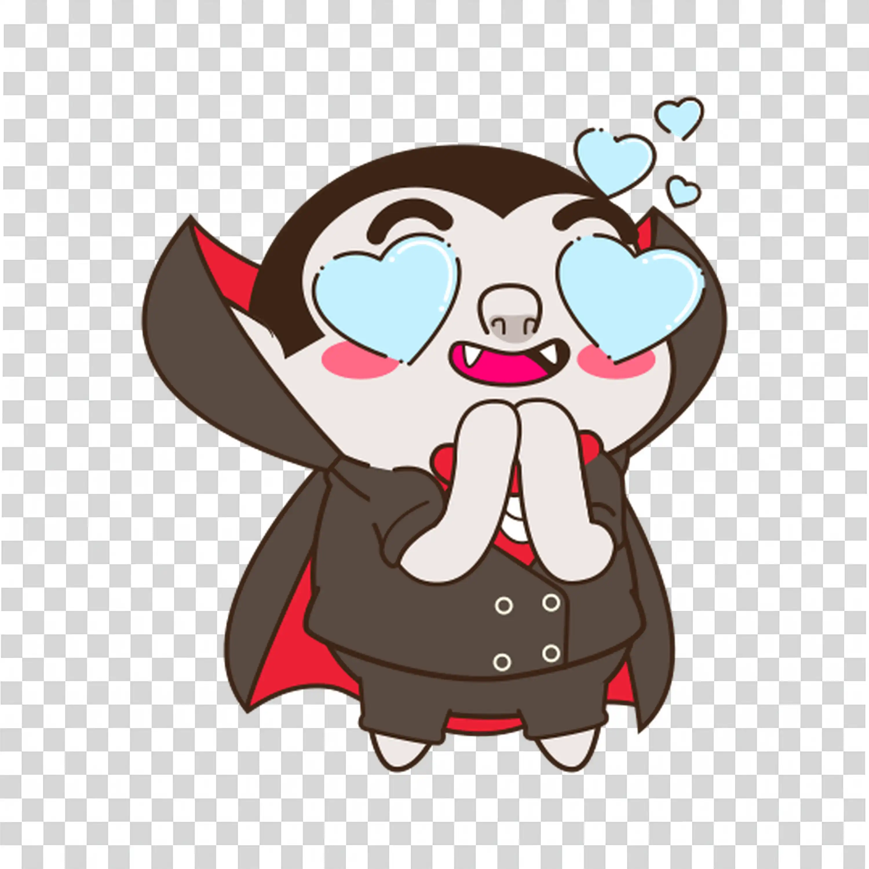 Vampire Character with Red Eyes for Halloween Fun PNG