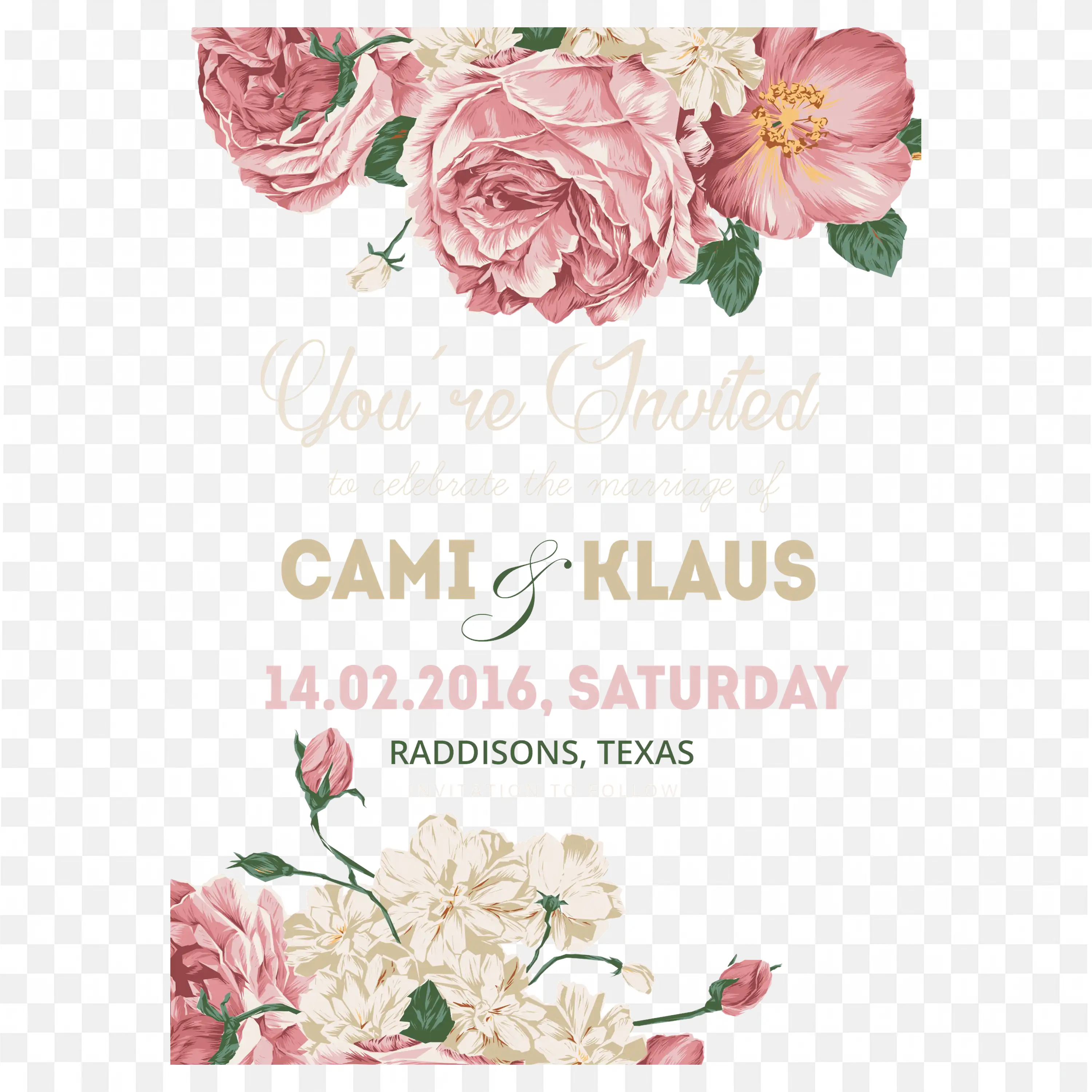 Vintage Floral Wedding Invitation Cami and Klaus Design