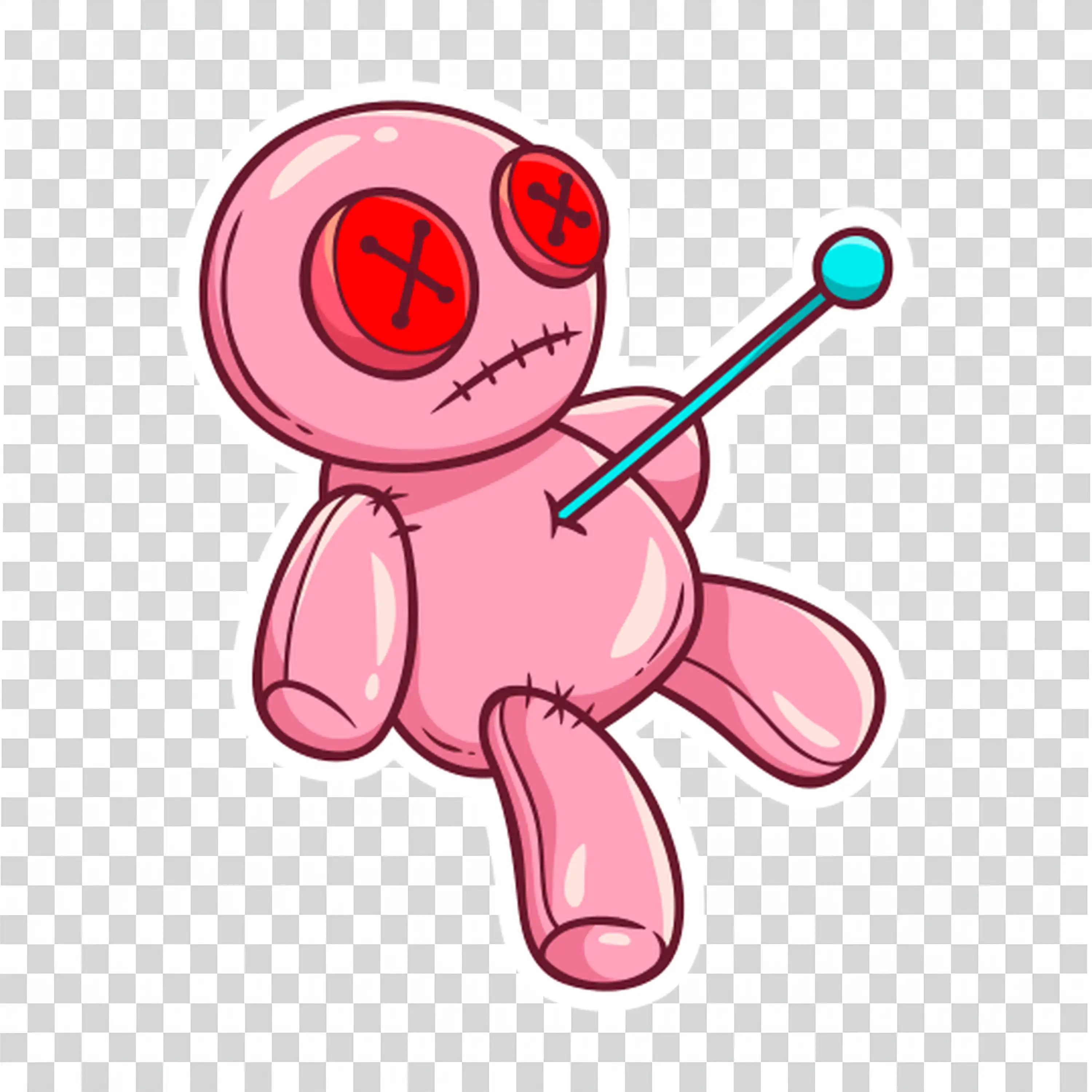 Voodoo Doll with Button Eye Halloween Creepy Doll PNG