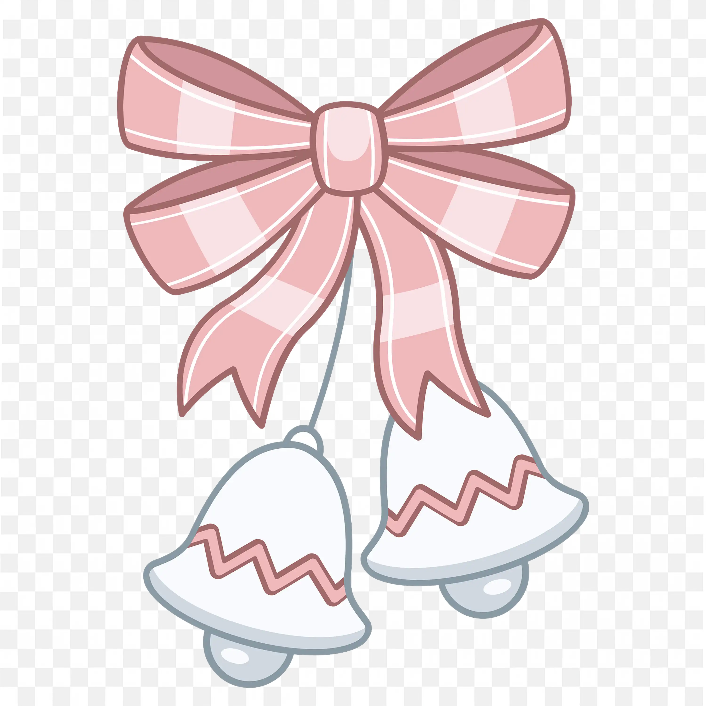 Wedding Bells with Pink Ribbon Romantic Clipart Illustration