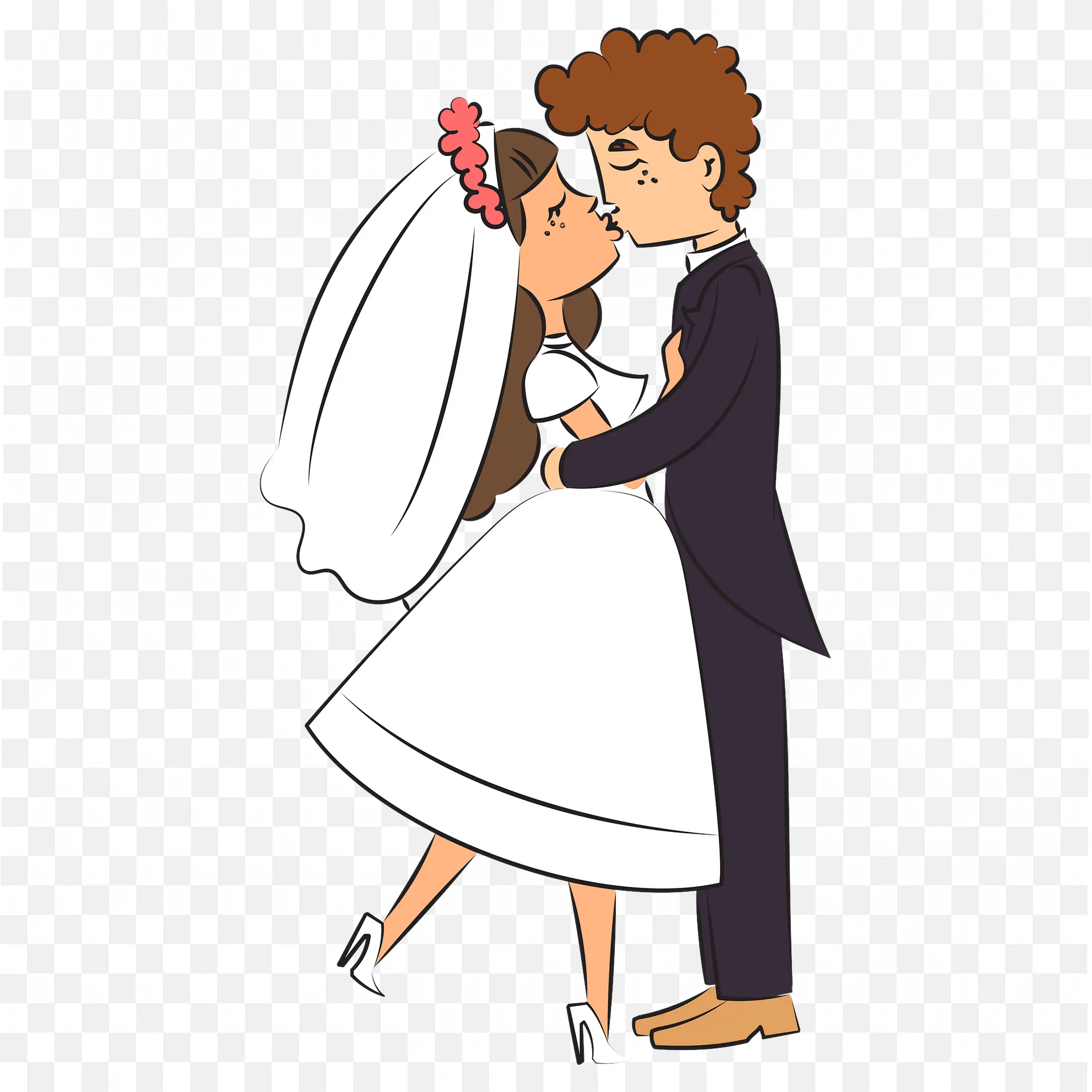 Wedding Couple in Romantic Pose Dressed for Ceremony Scene