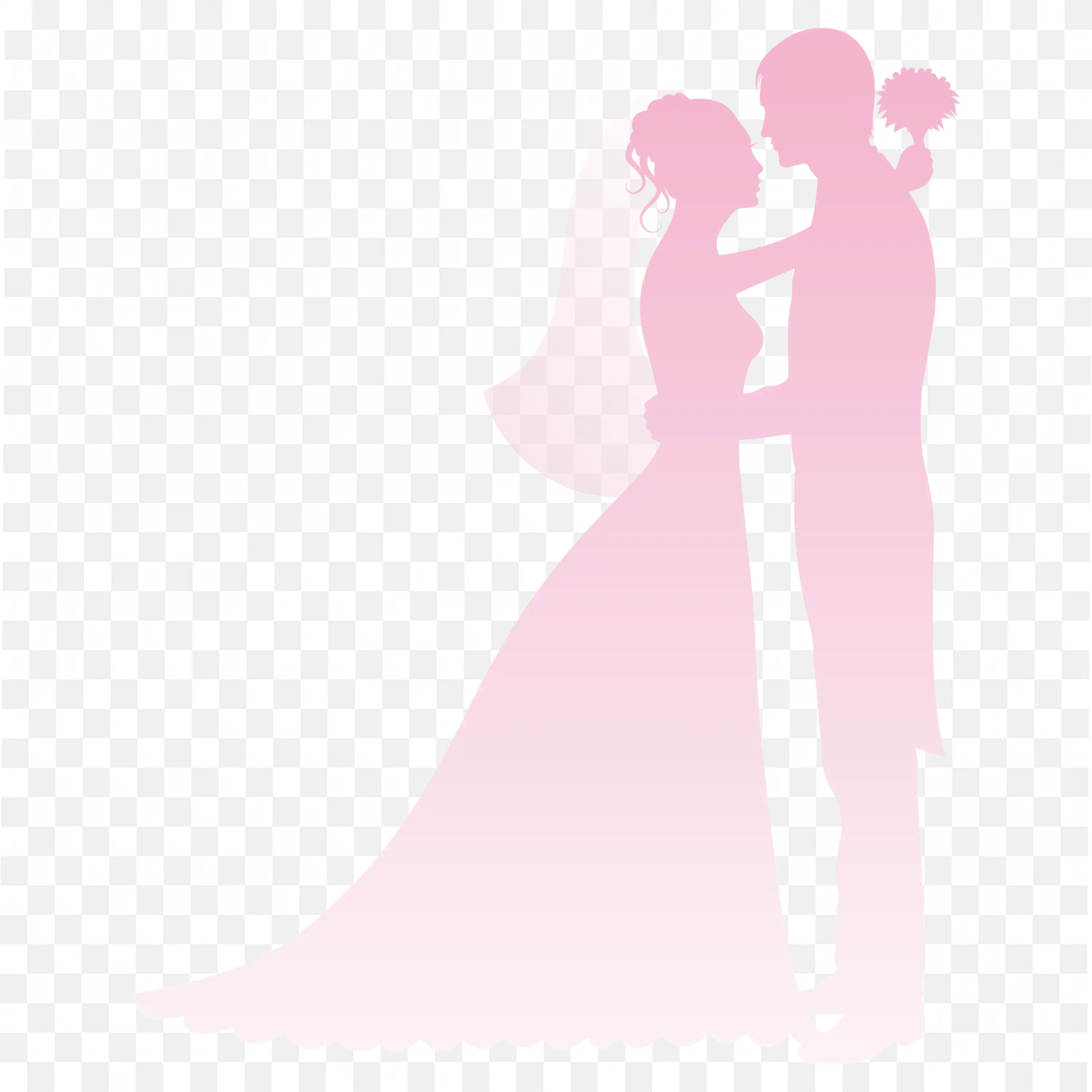 Wedding Couple Silhouette Classic Romantic Bride and Groom