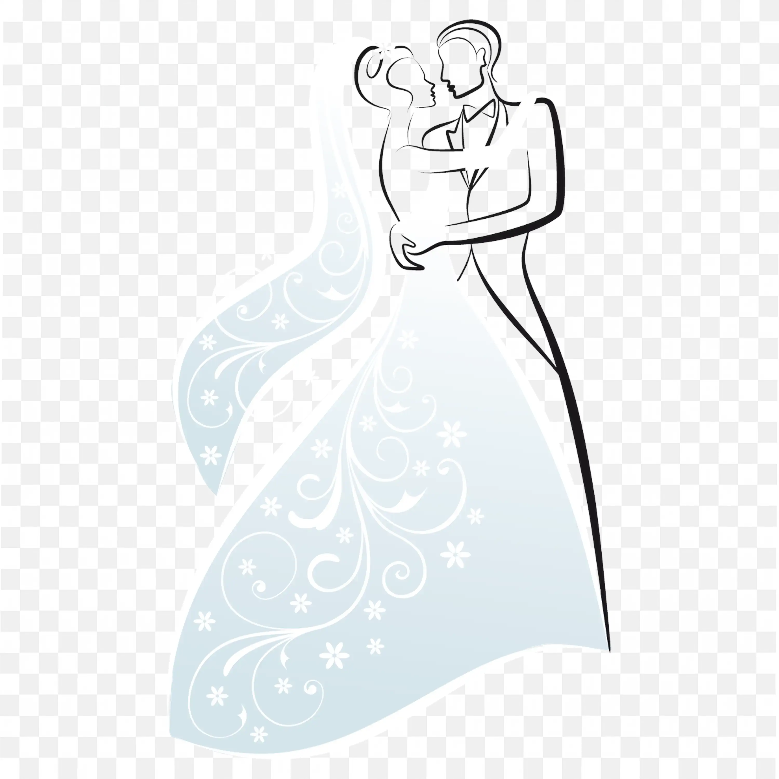Wedding Couple Silhouette Symbolizing Love Romance and Union Art