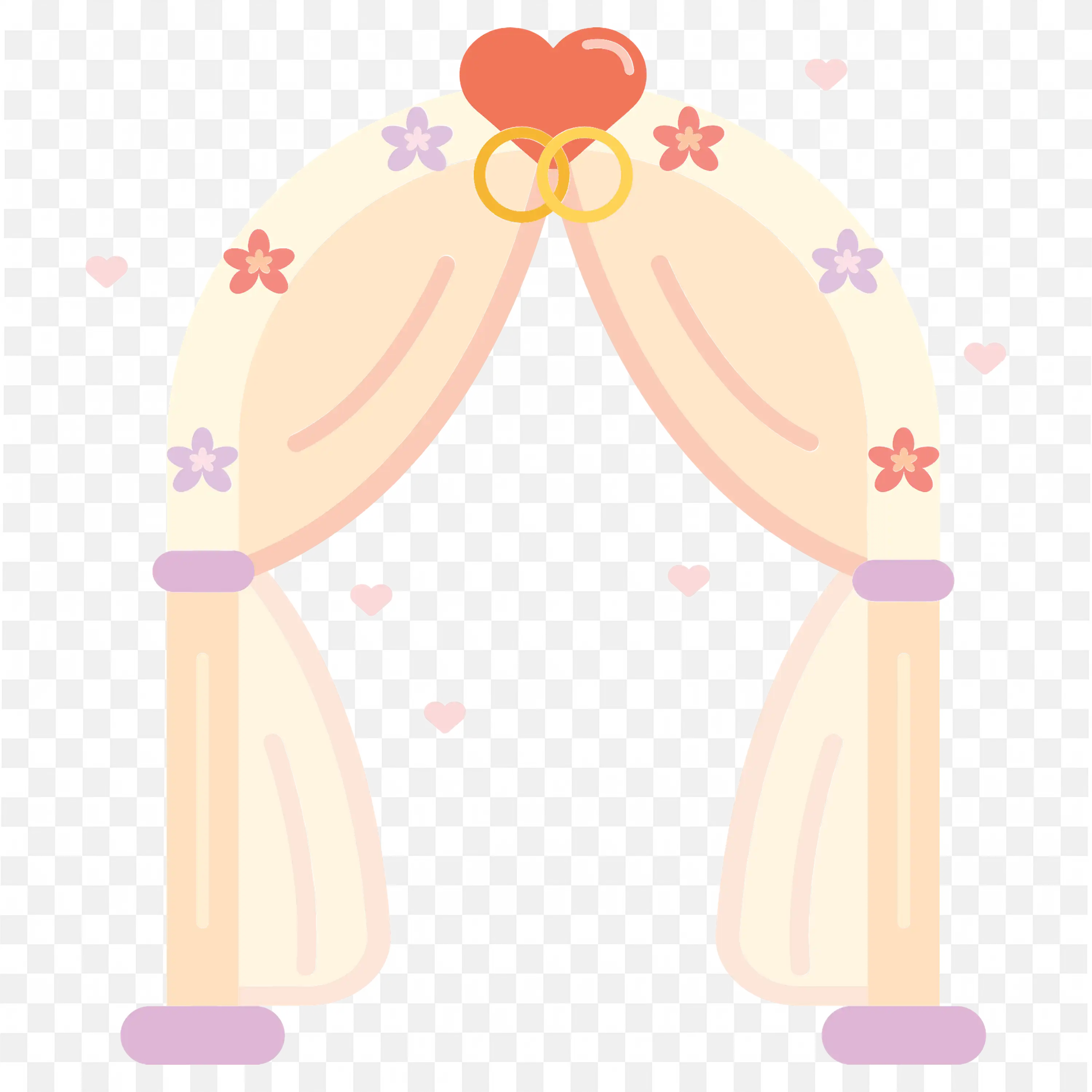 Wedding Couple Under Arch Cute Cartoon Marriage Artwork