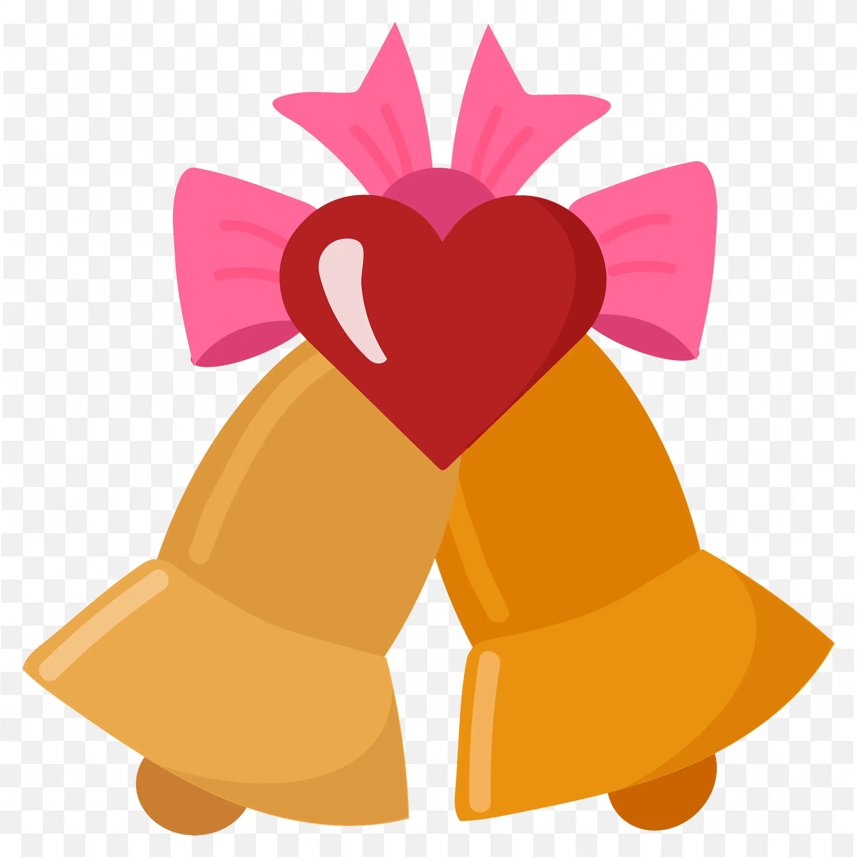 Wedding Golden Bells with Red Bow Celebration Design Art