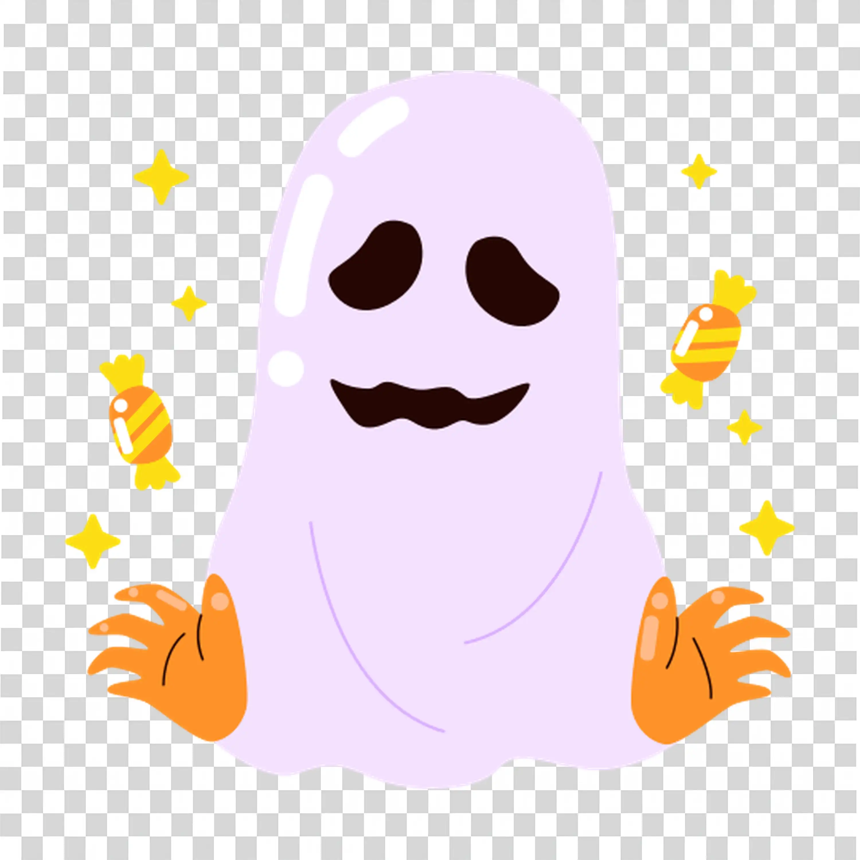 White Ghost with a Spooky Smile and Floating Effect