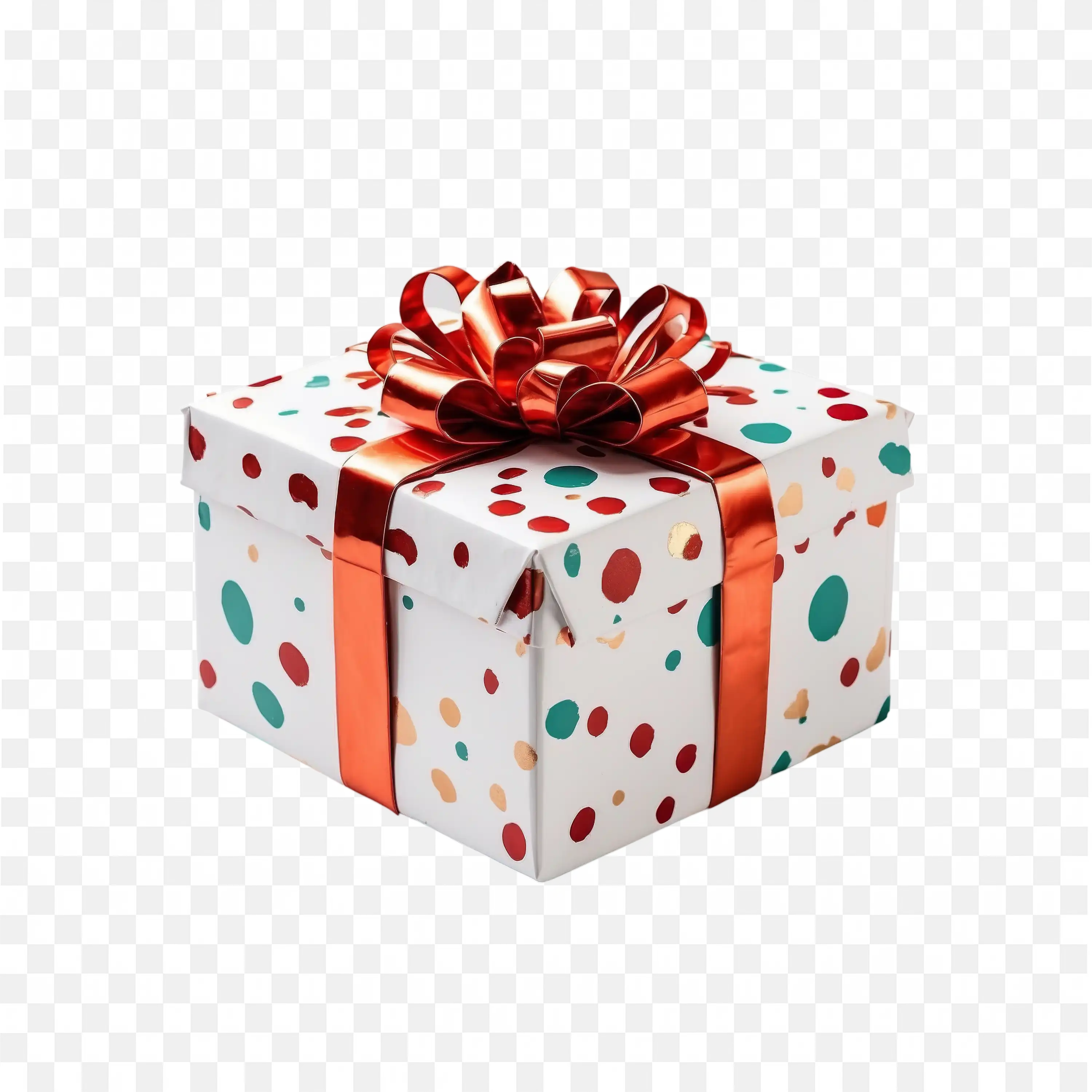 White Gift Box with Red Bow Festive Wrapped Present Design