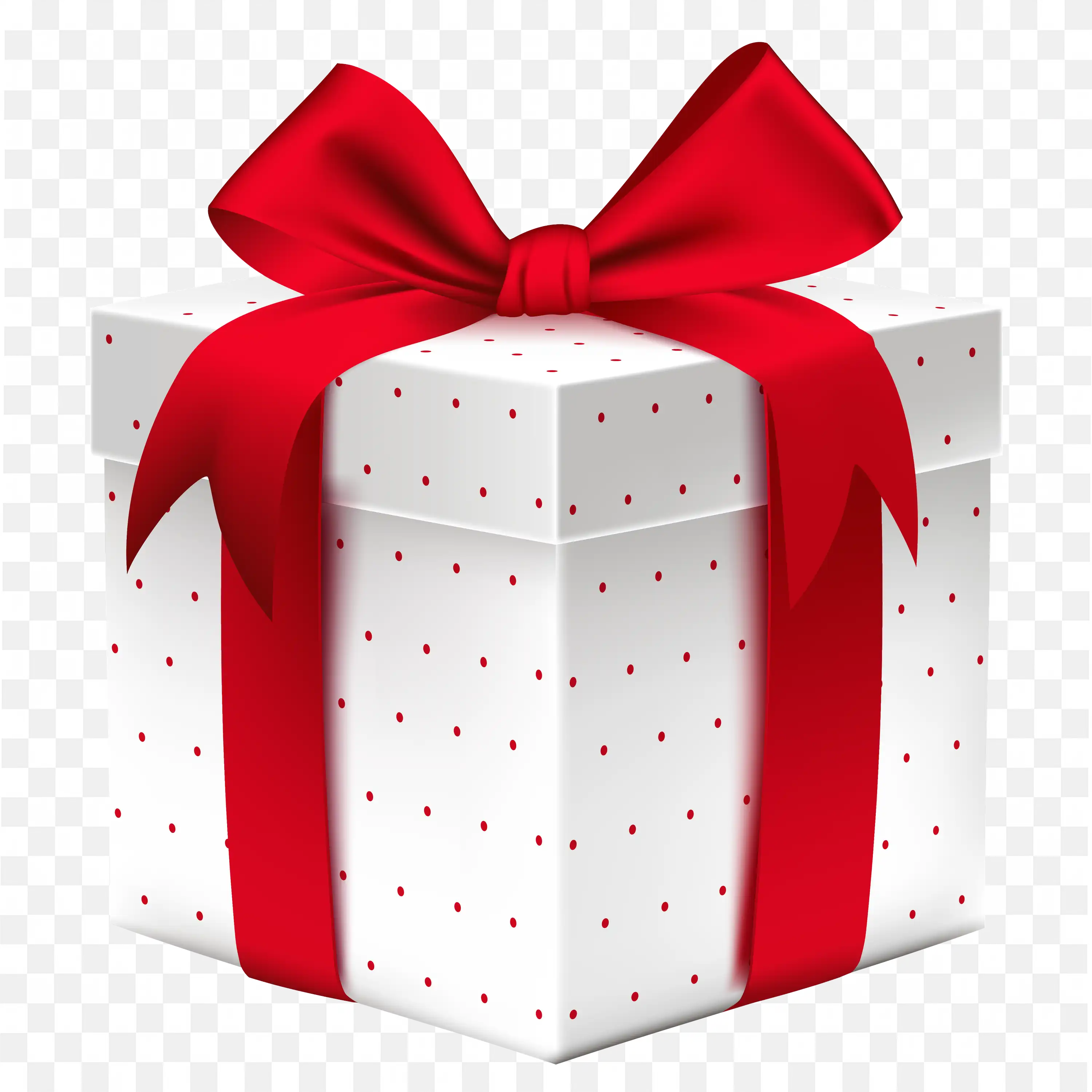 White Gift Box Red Ribbon Birthday Celebration Art