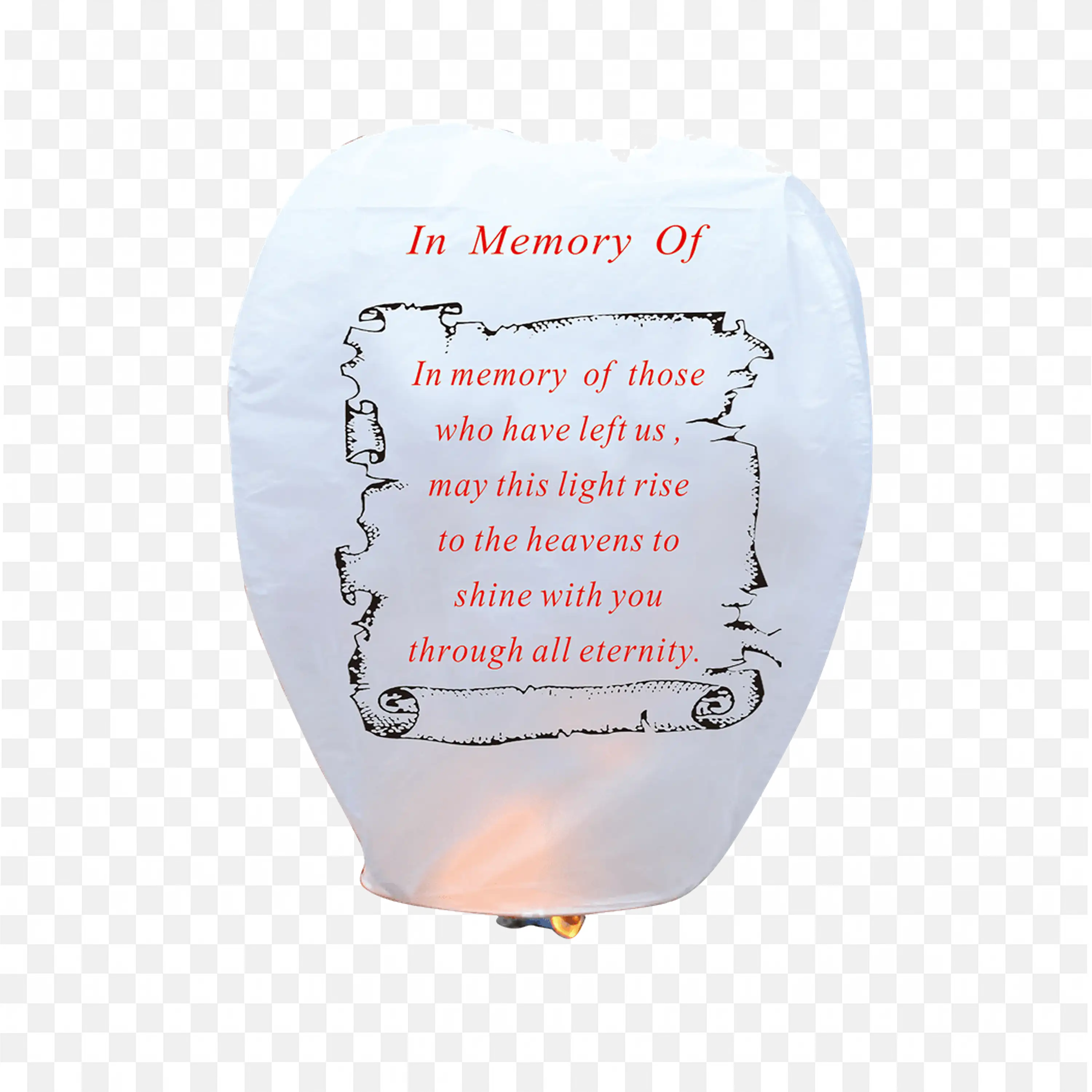 White Sky Lantern with Printed Message for Festival Event