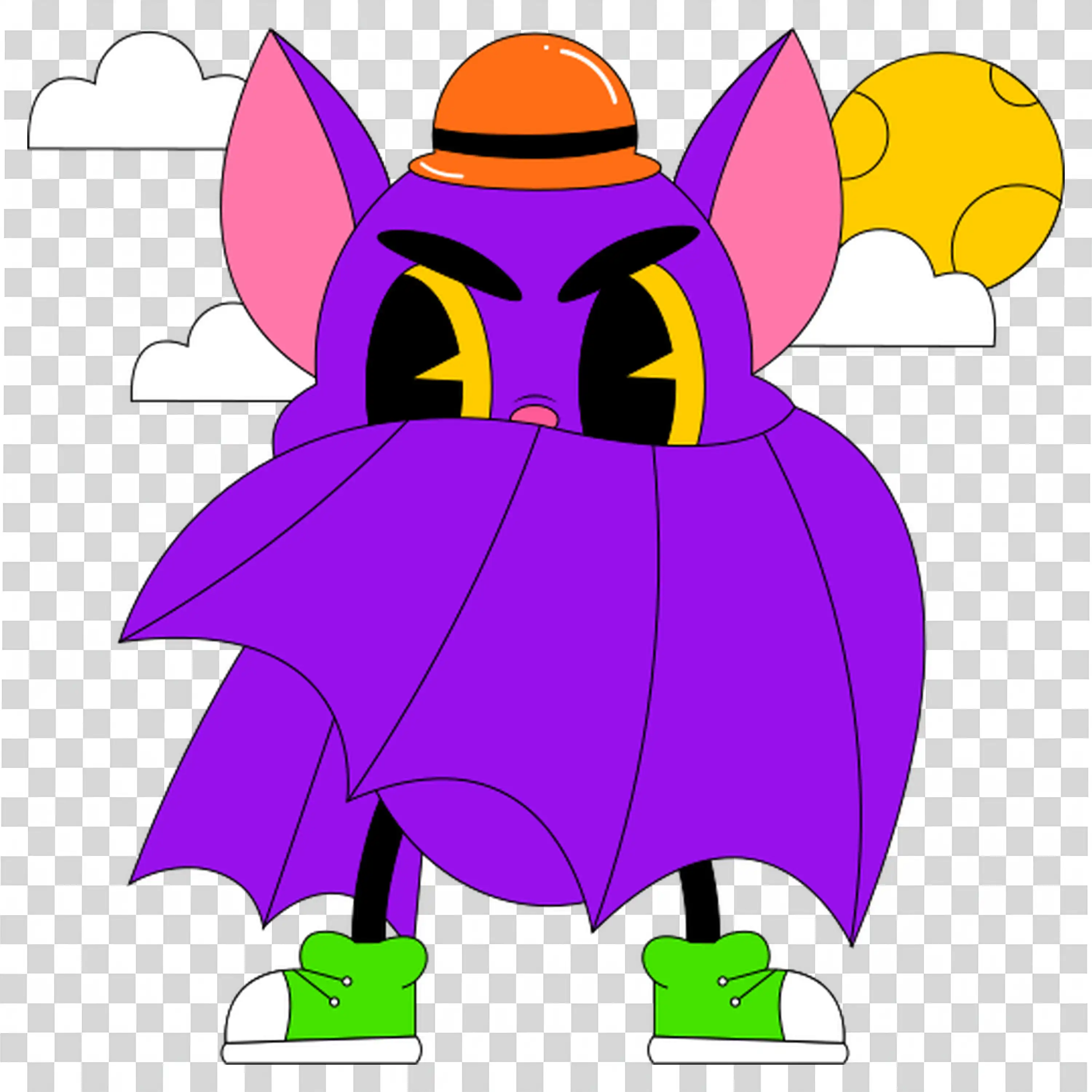 Witch Character with Purple and Green Colorful Outfit