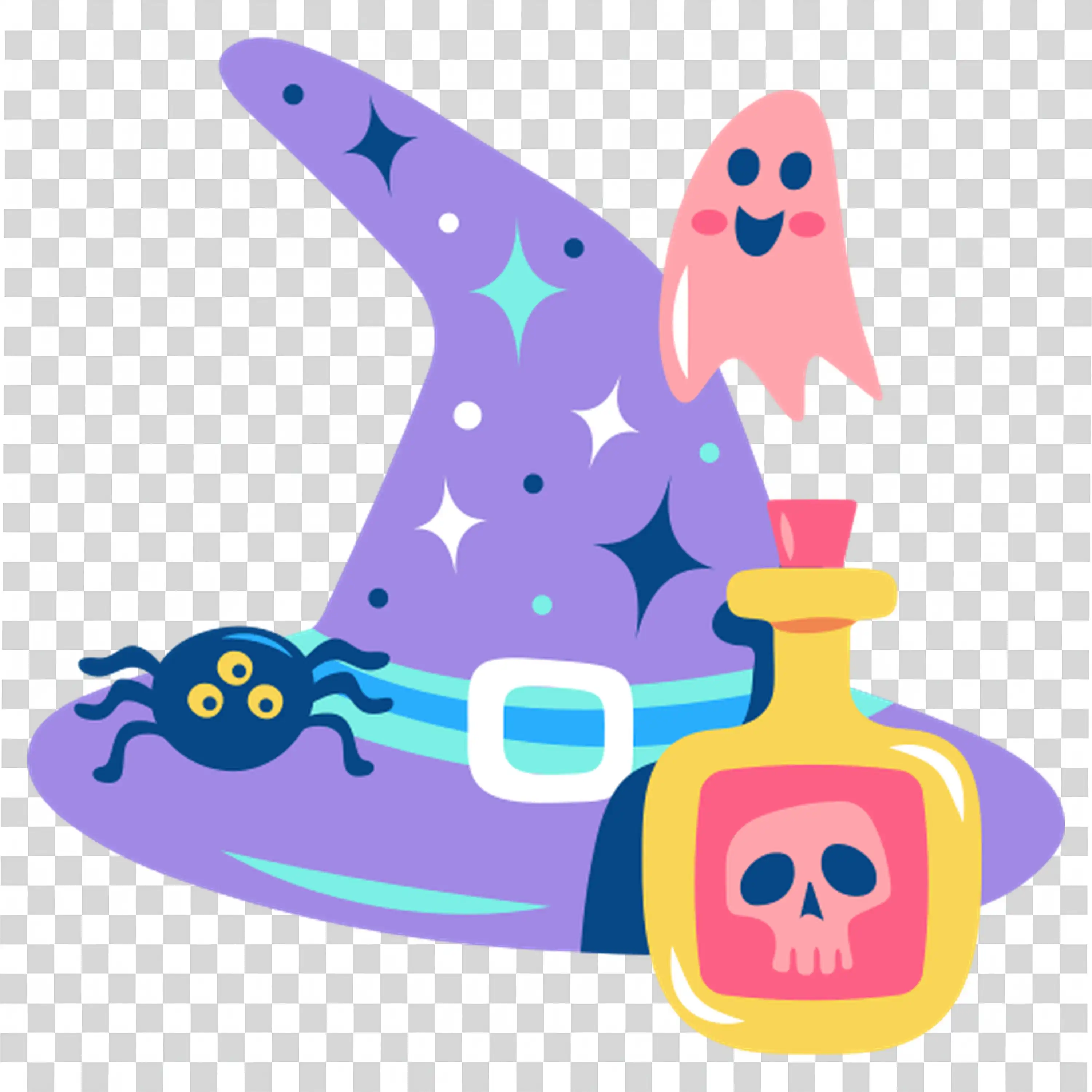 Witch Hat and Magical Elements On a Halloween Background