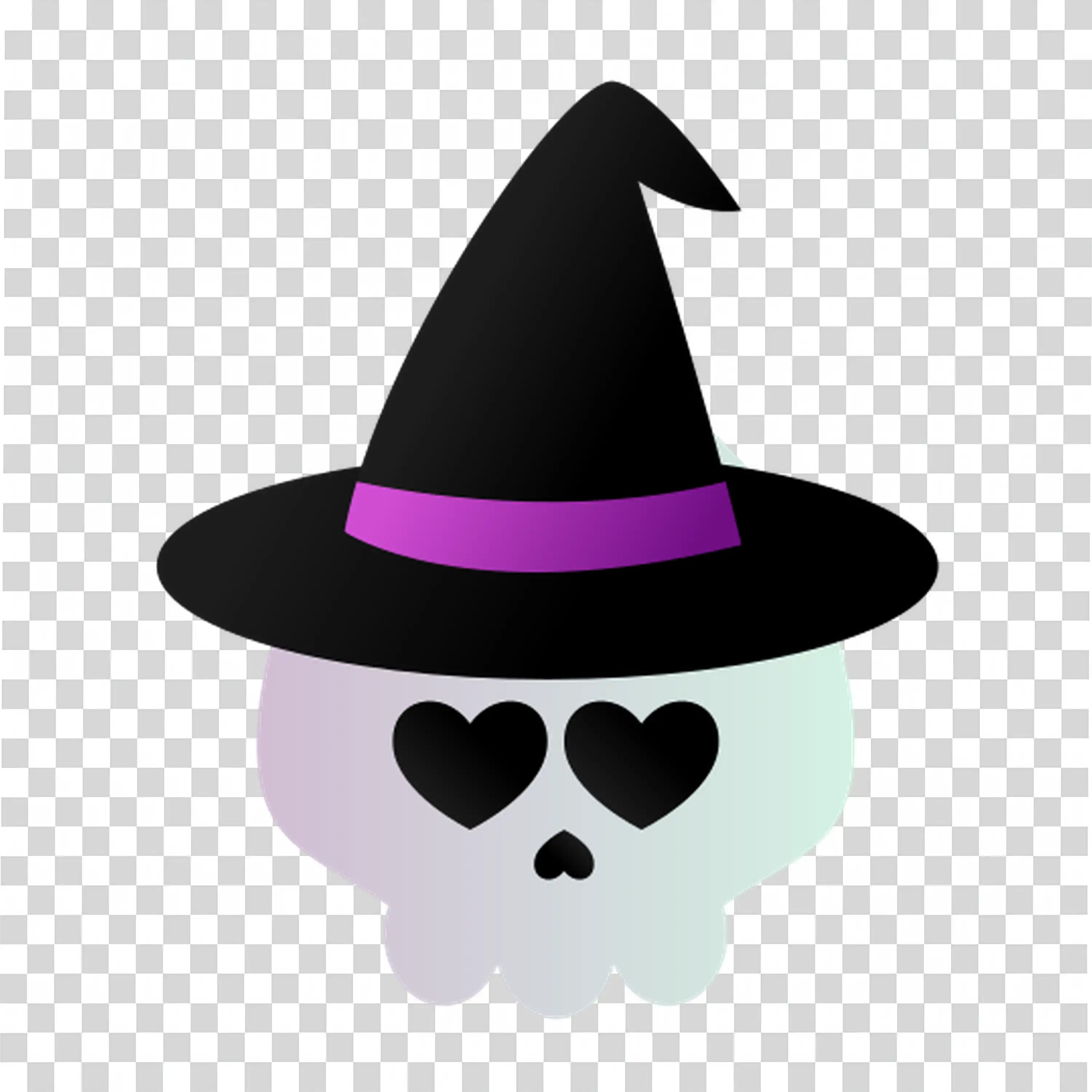 Witch Hat with a Purple Skull On Halloween Theme PNG