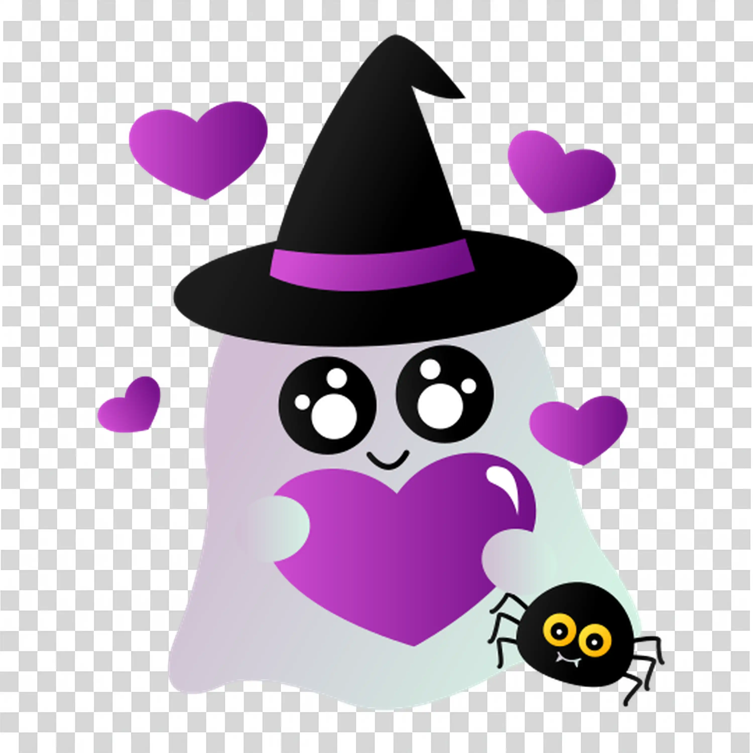 Witch Hat with Purple Pumpkin and Halloween Party Design
