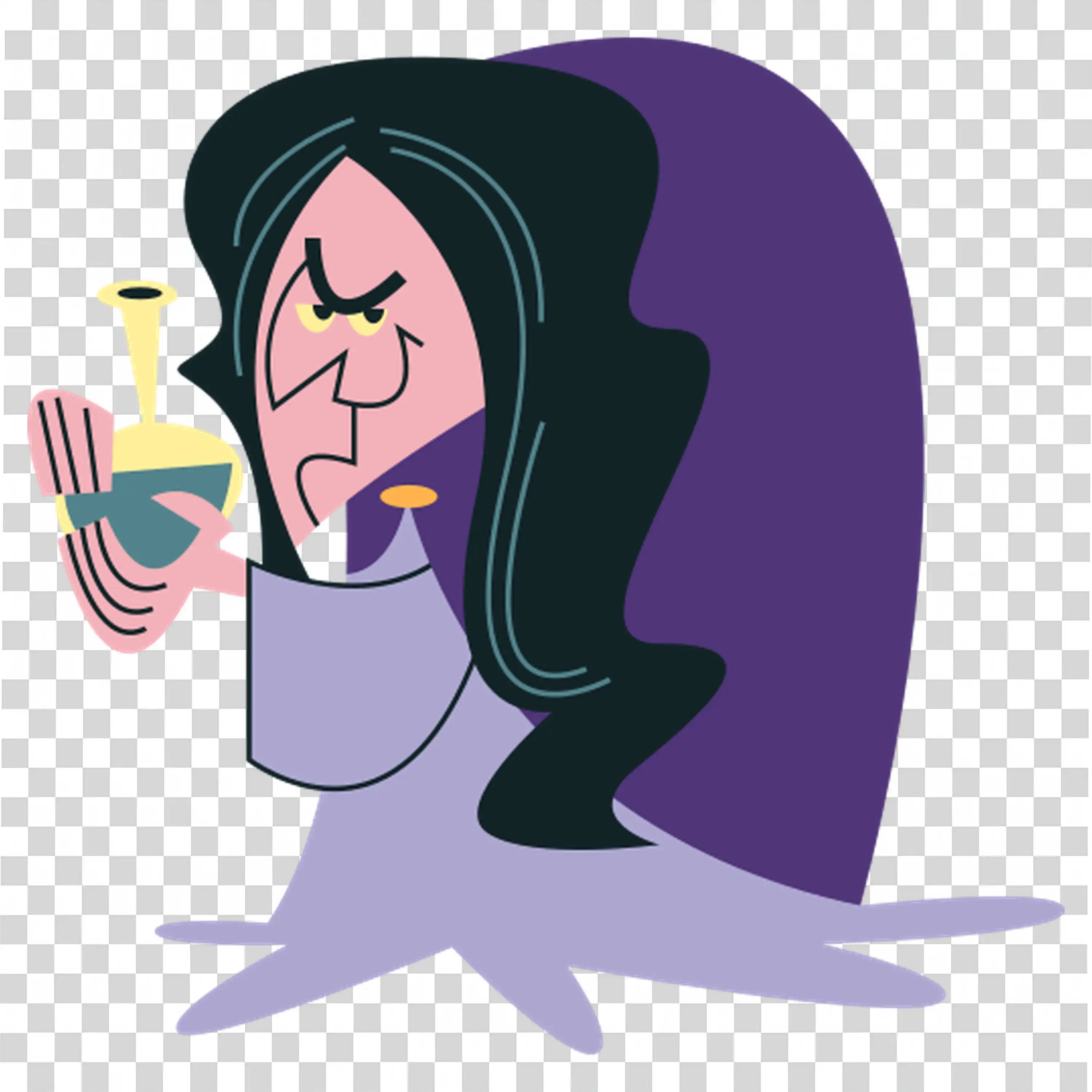 Witch Purple Robe Holding a Drink for Halloween Celebration