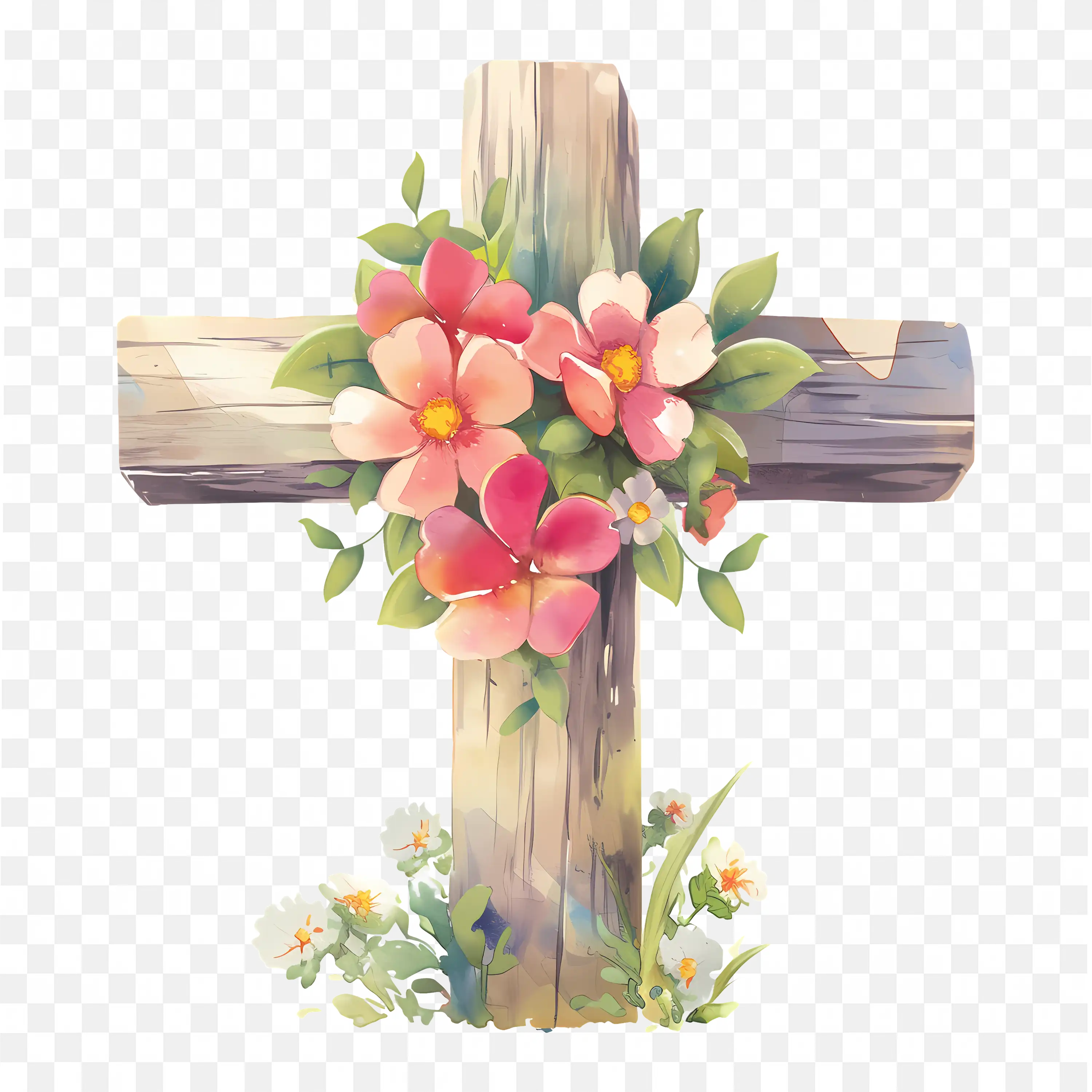 Wooden Easter Cross Resurrection of Jesus Clip Art PNG