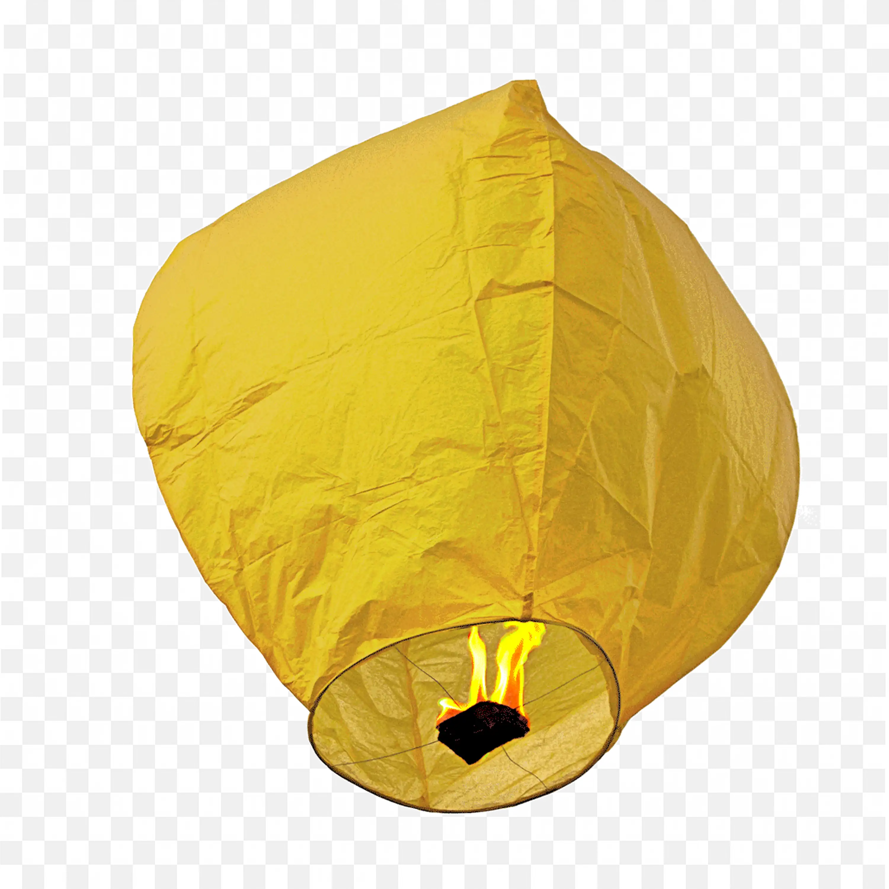 Yellow Glowing Lantern Floating Up Into The Night Sky
