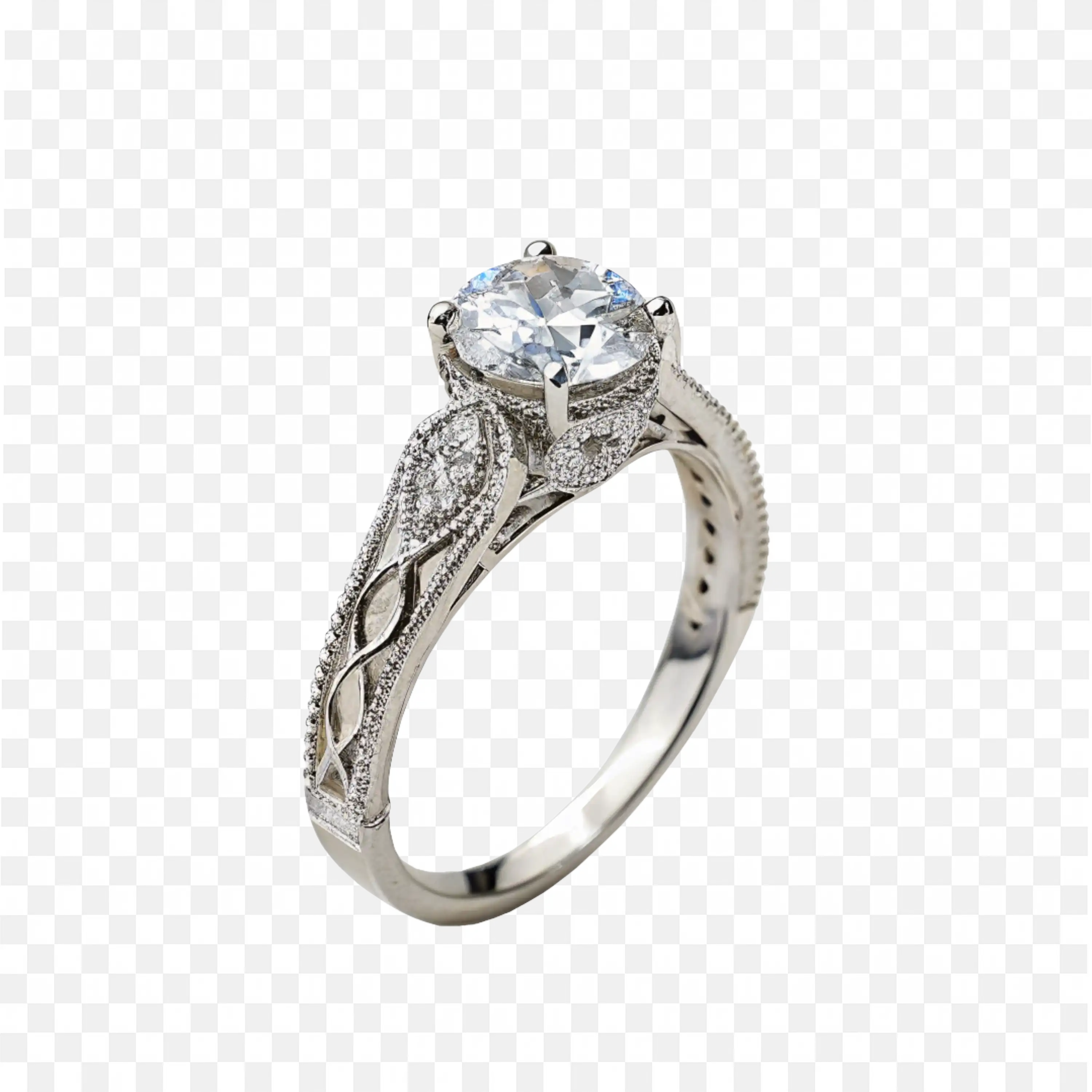 Download the Antique Style Engagement Ring with Diamond Png
