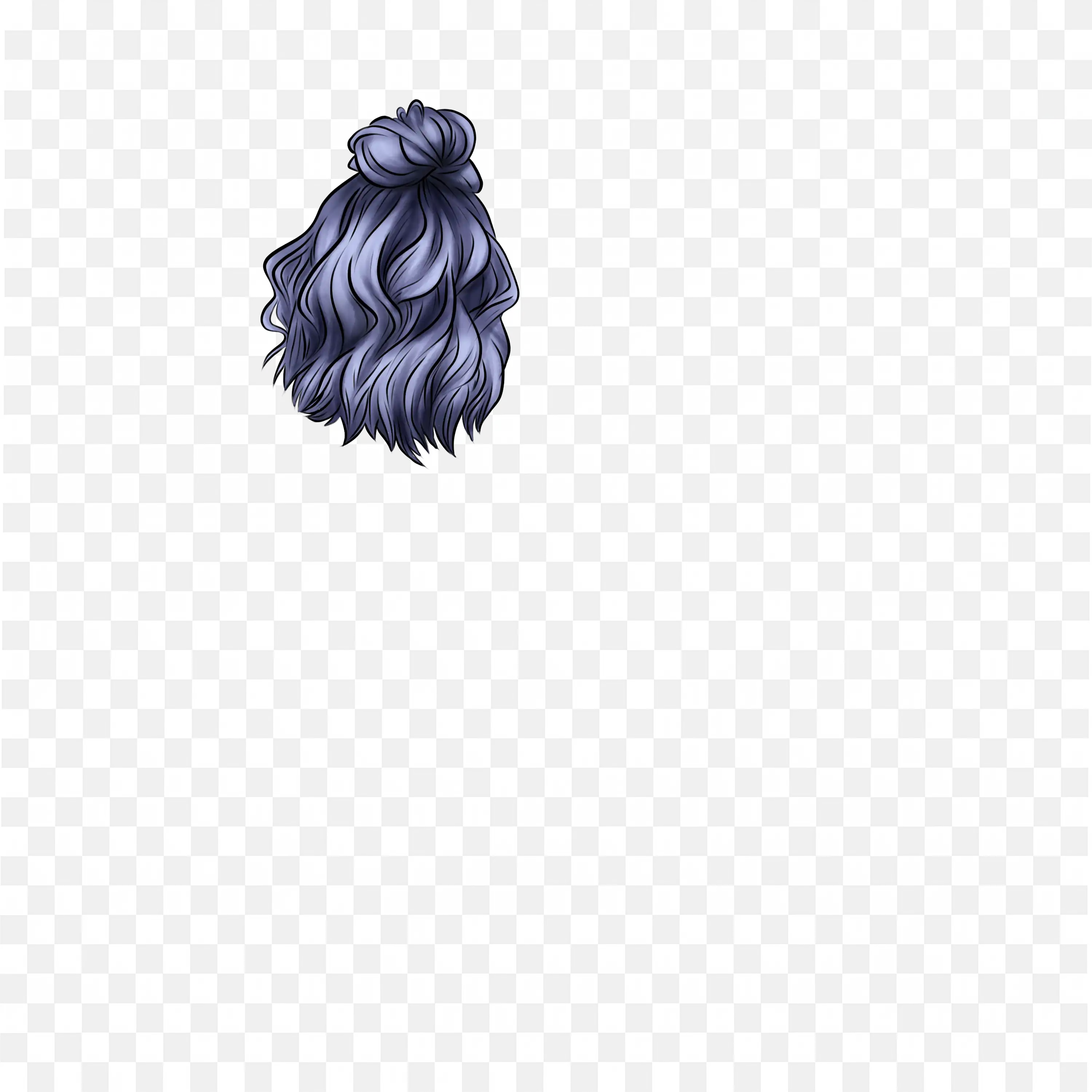 Artwork of a Blue Hair Bun with Loose Hair Png Images Free