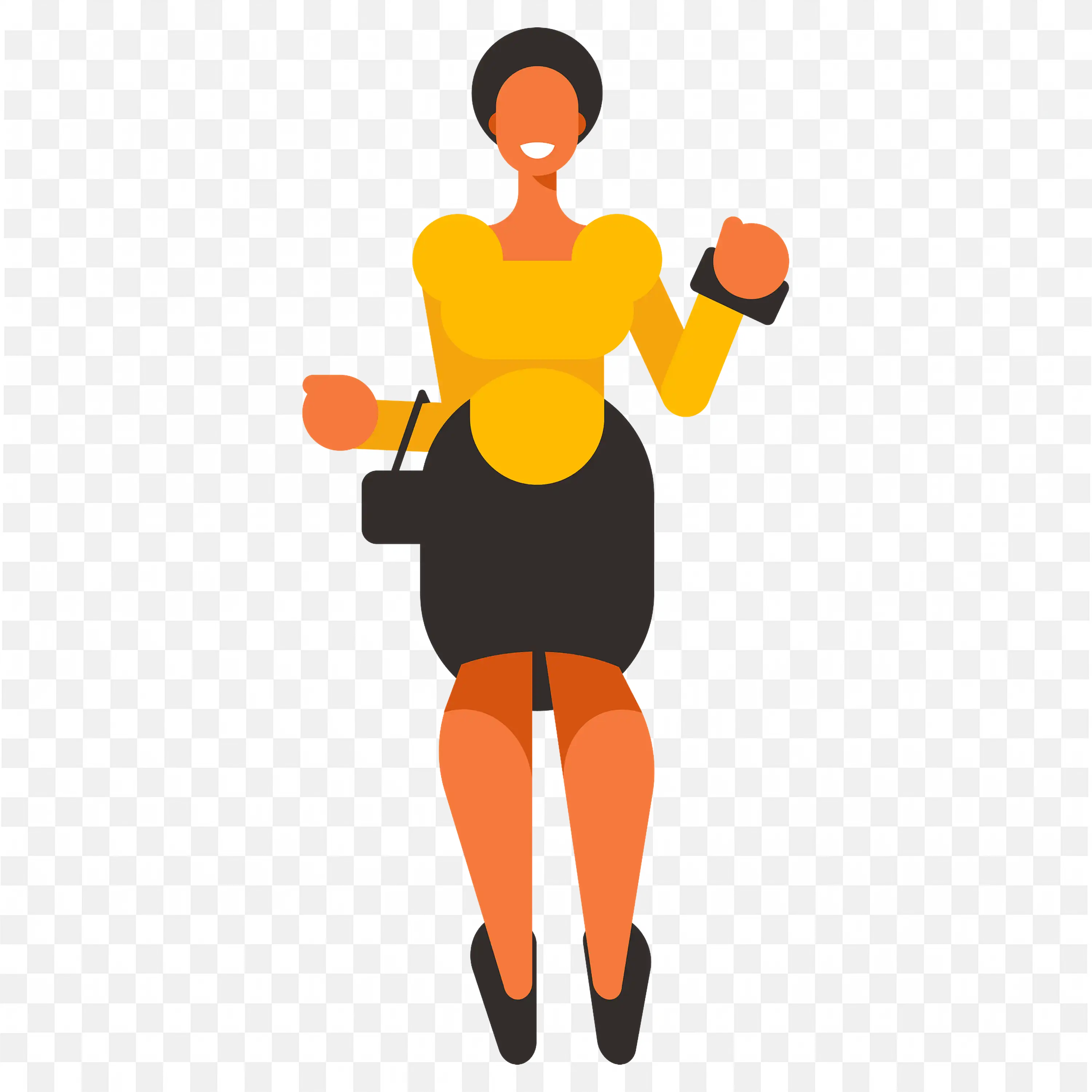 Artwork of Woman in Yellow Top and Black Skirt Png for Free