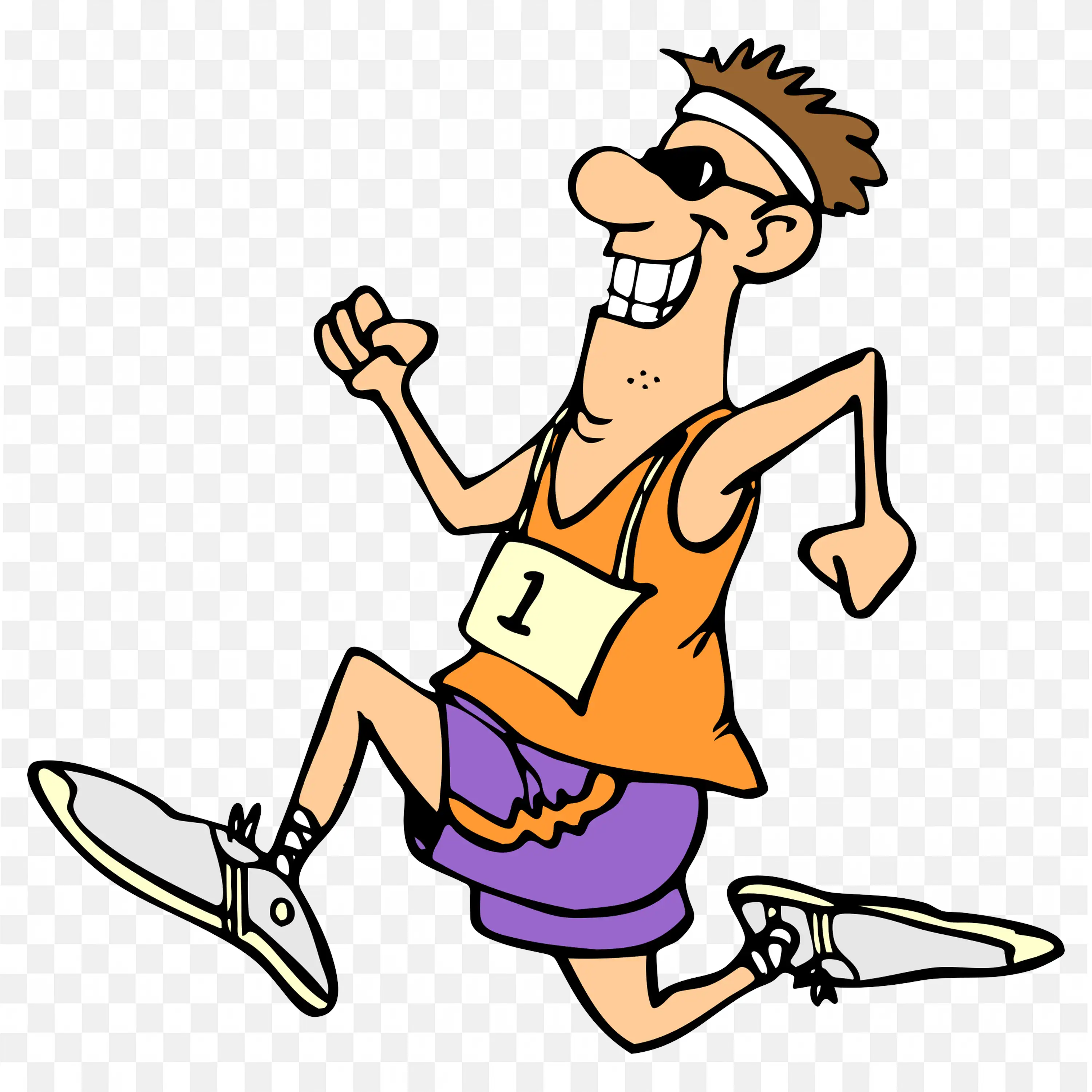 Athletic Man Running in Race with a Number One Jersey Png