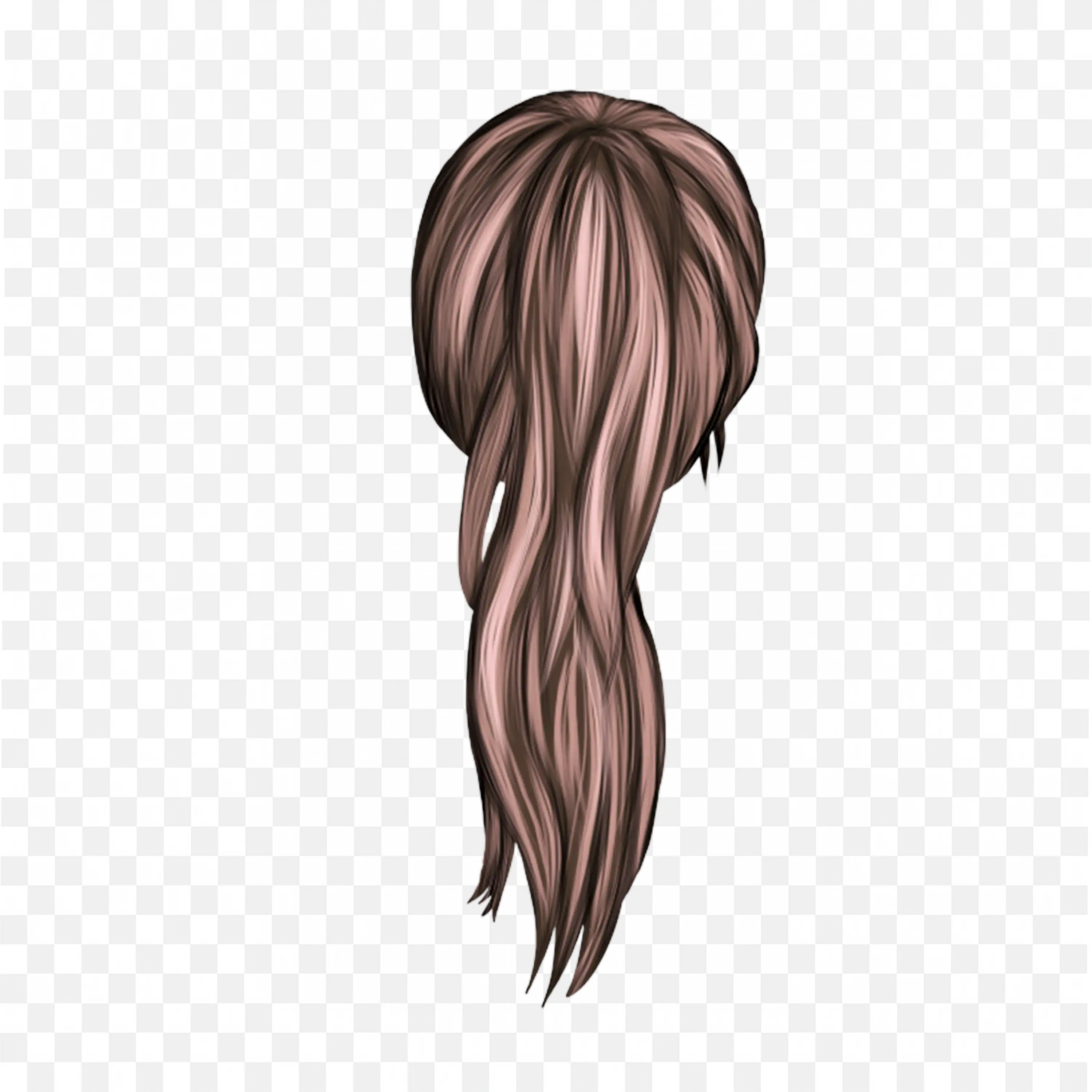 Back View of a Pink and Brown Mixed Ponytail Hair Png Free