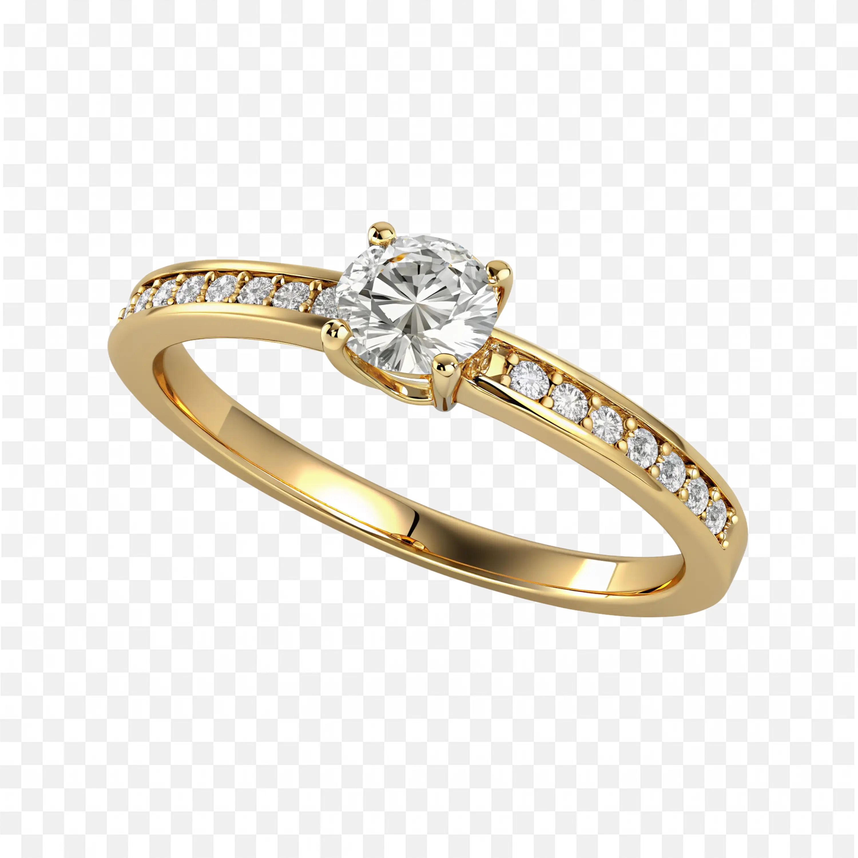 Beautiful Gold Circle Band with Center and Side Diamonds