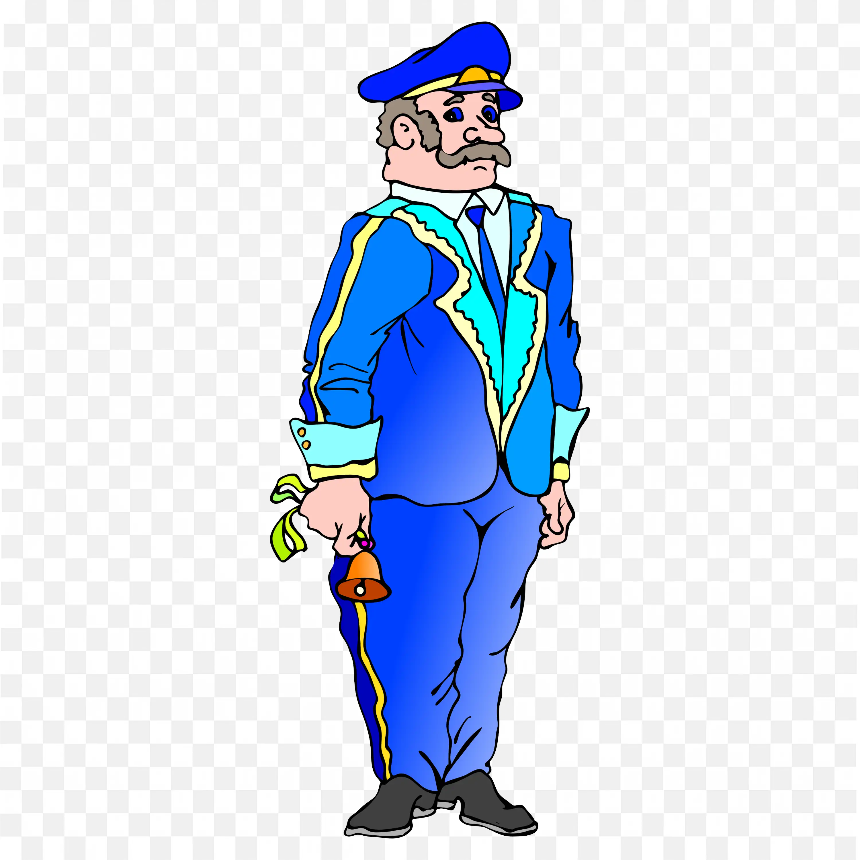 Bellman Wearing a Bright Blue Uniform and a Small Bell Png