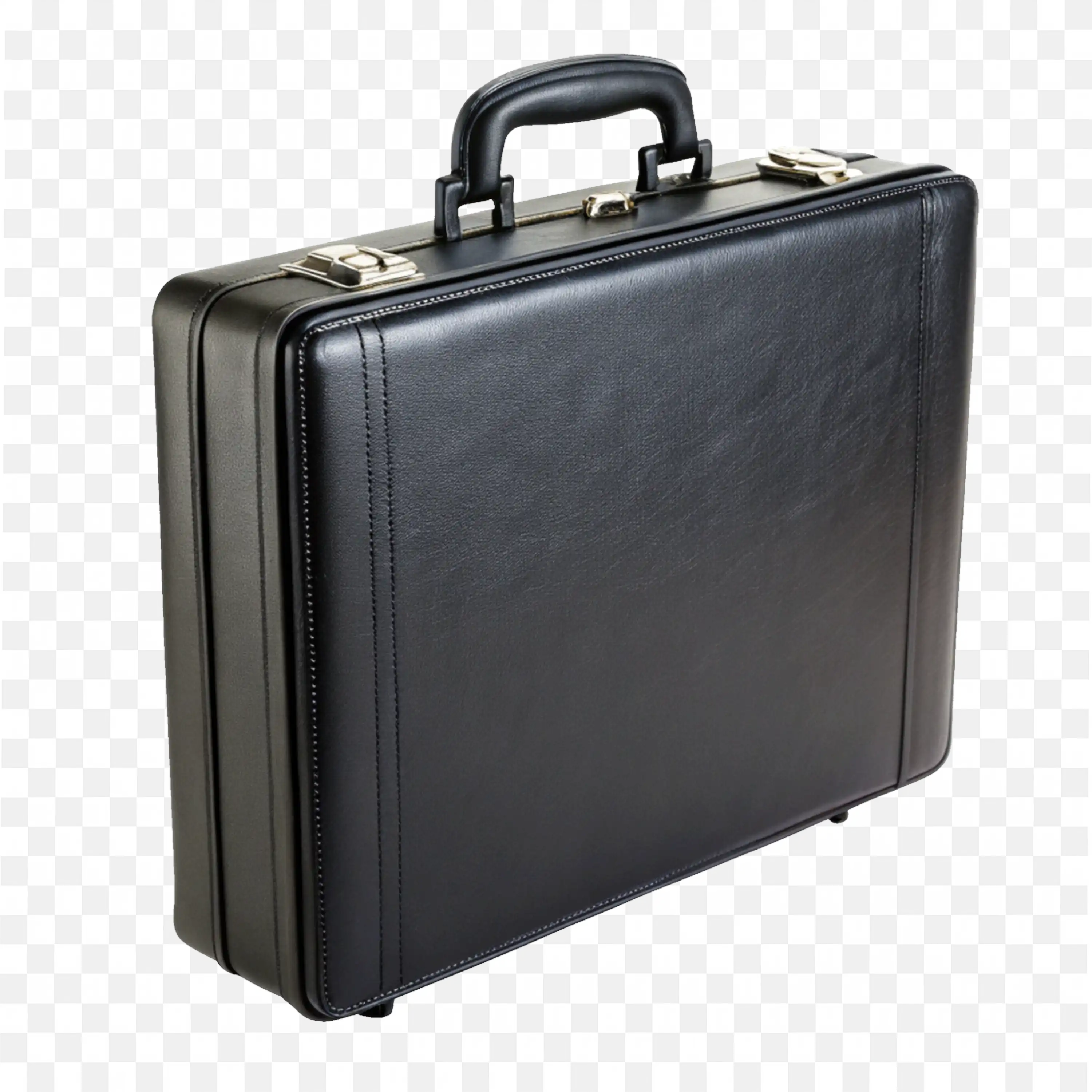 Black Leather Briefcase with Top Handle Closed Free Png