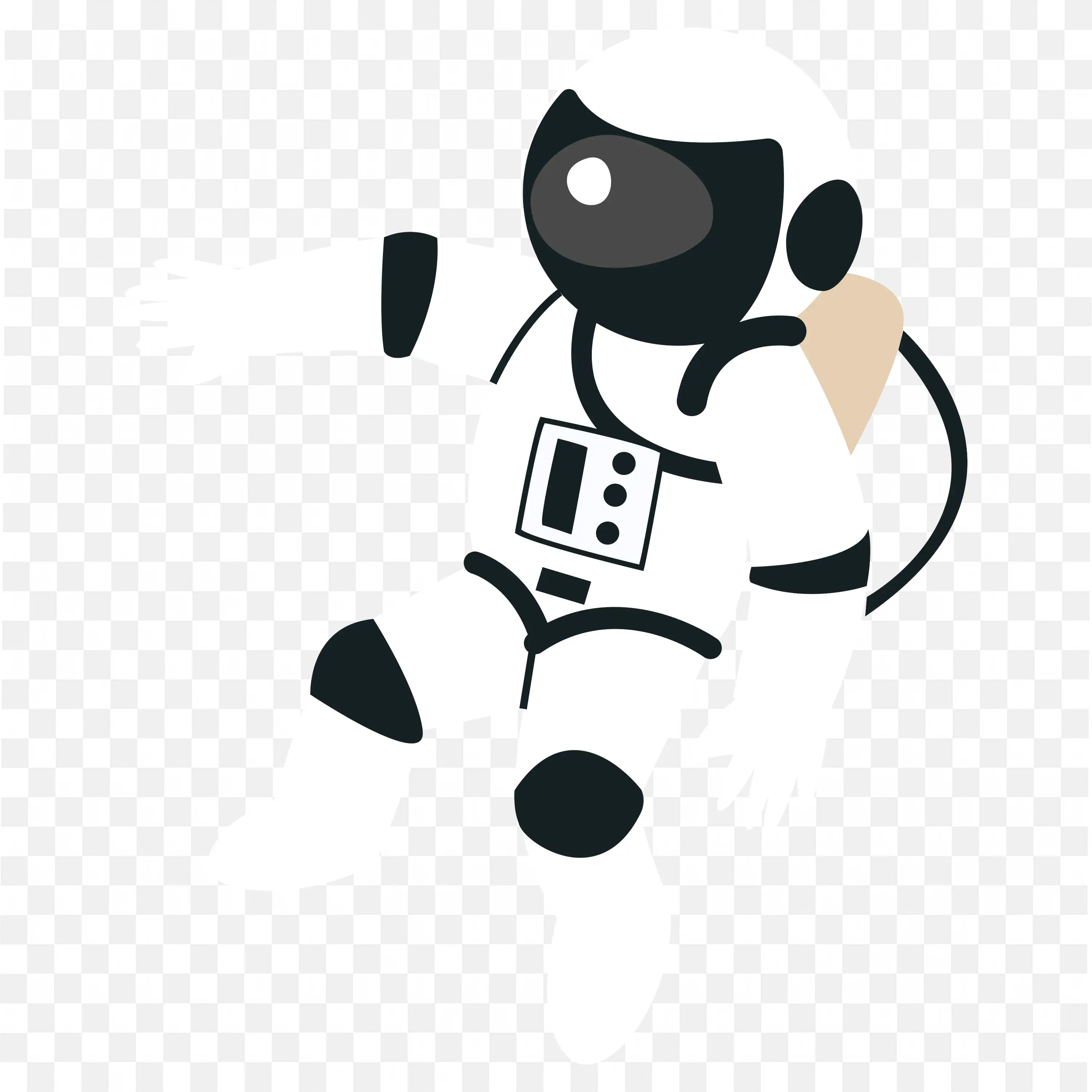 Black and White Figure Flying in Space Free Png Image