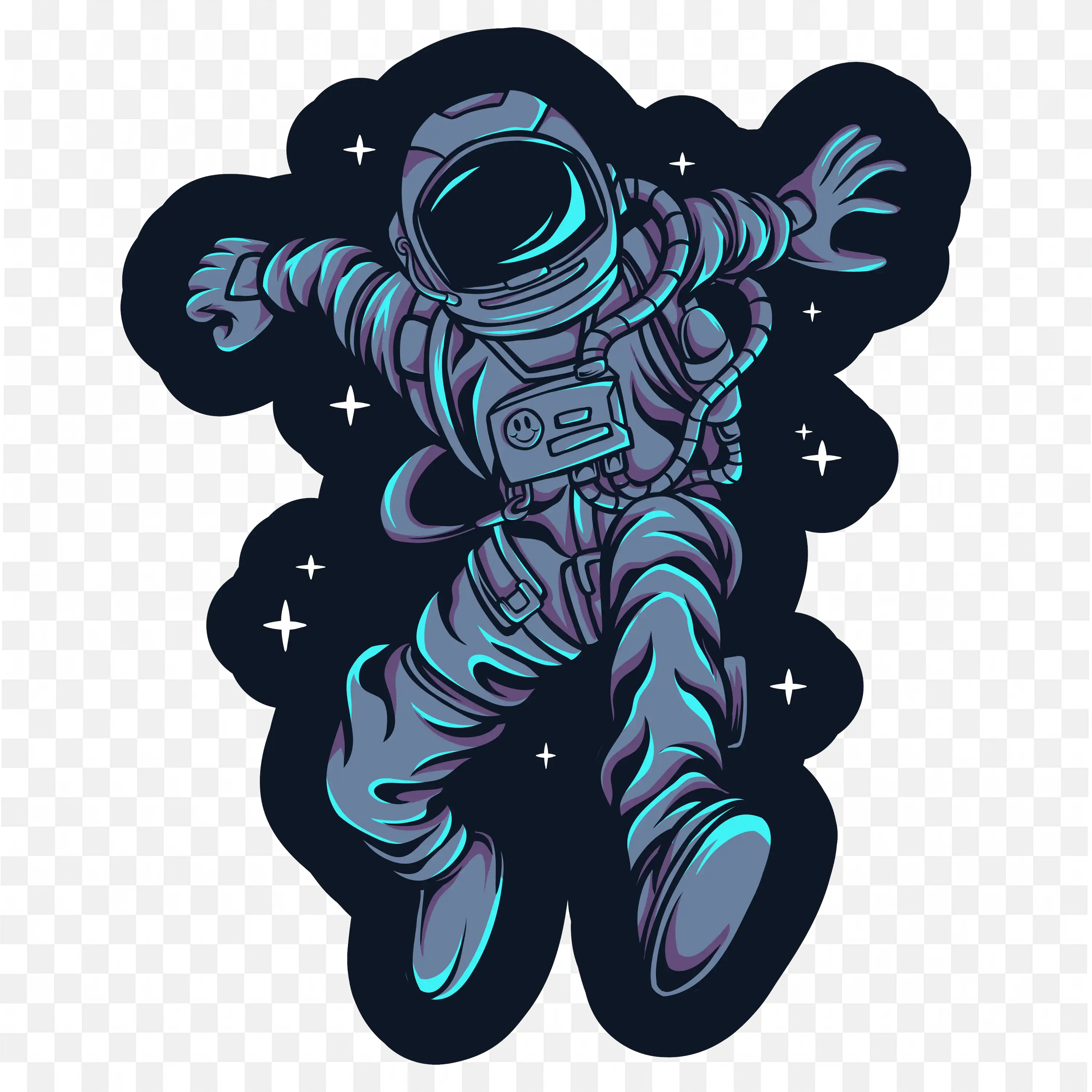 Blue Astronaut Floating in Space a Artistic Illustration