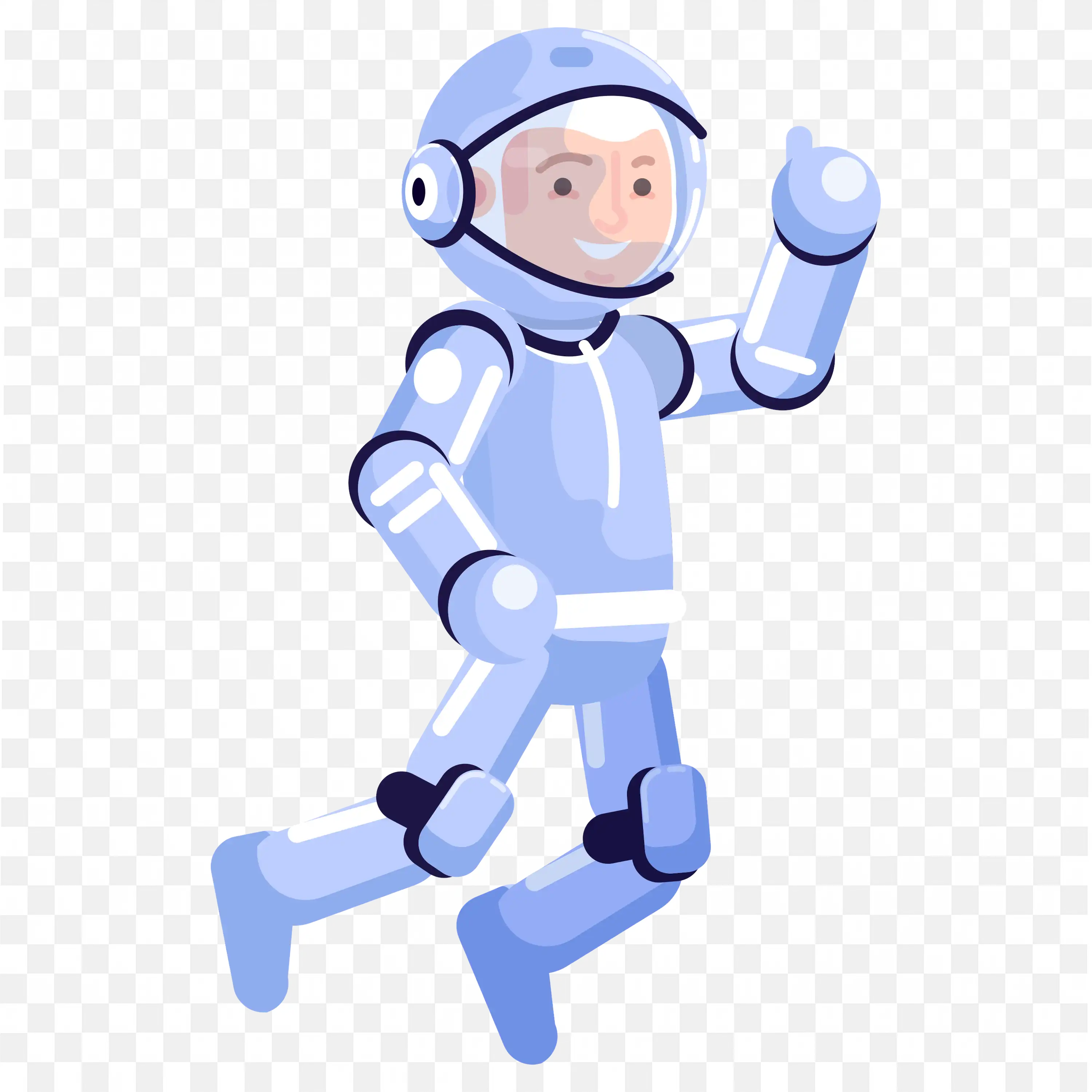Blue Robot Waving in Futuristic Space Suit Png Image Free