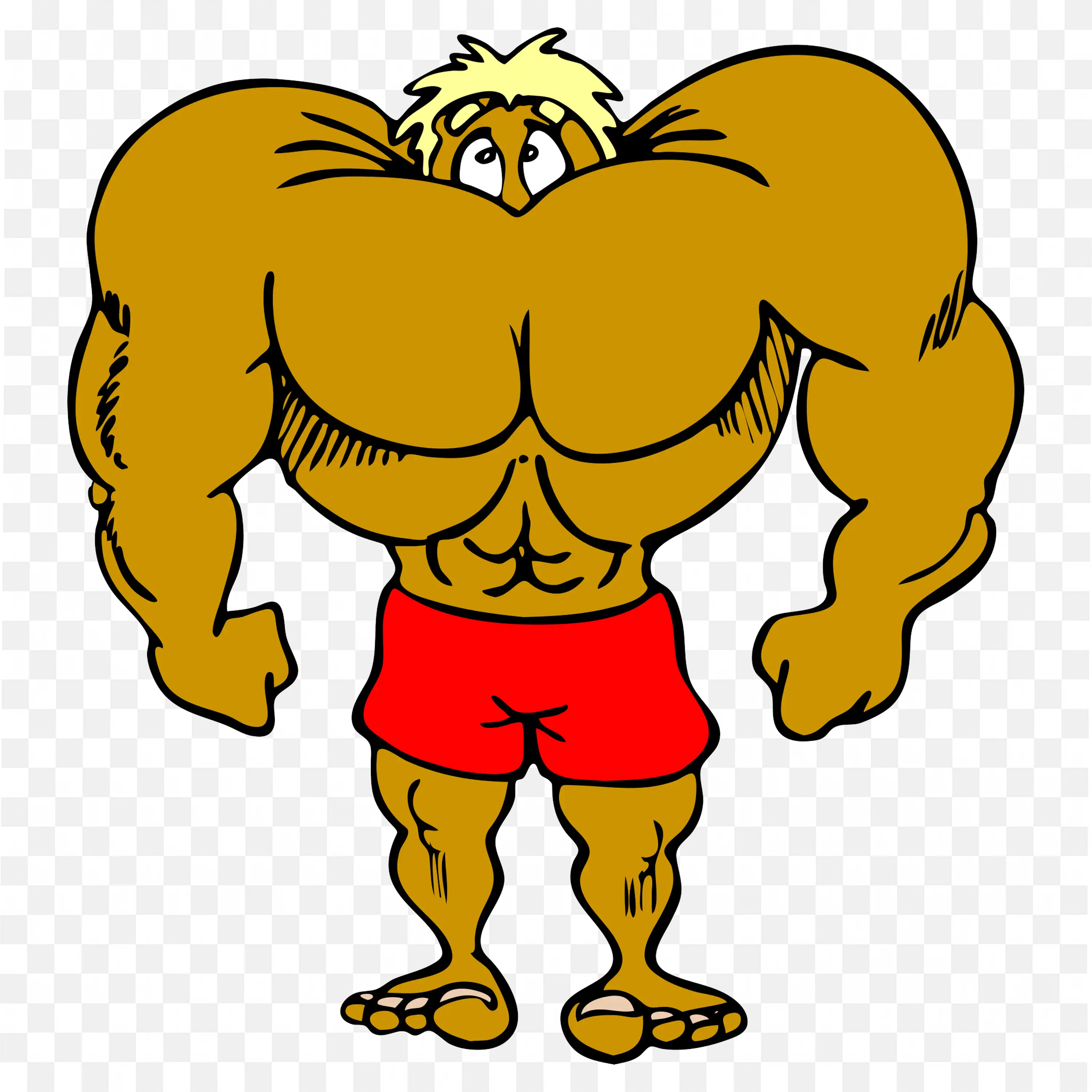 Bodybuilder with Huge Muscles in Red Shorts Png Download