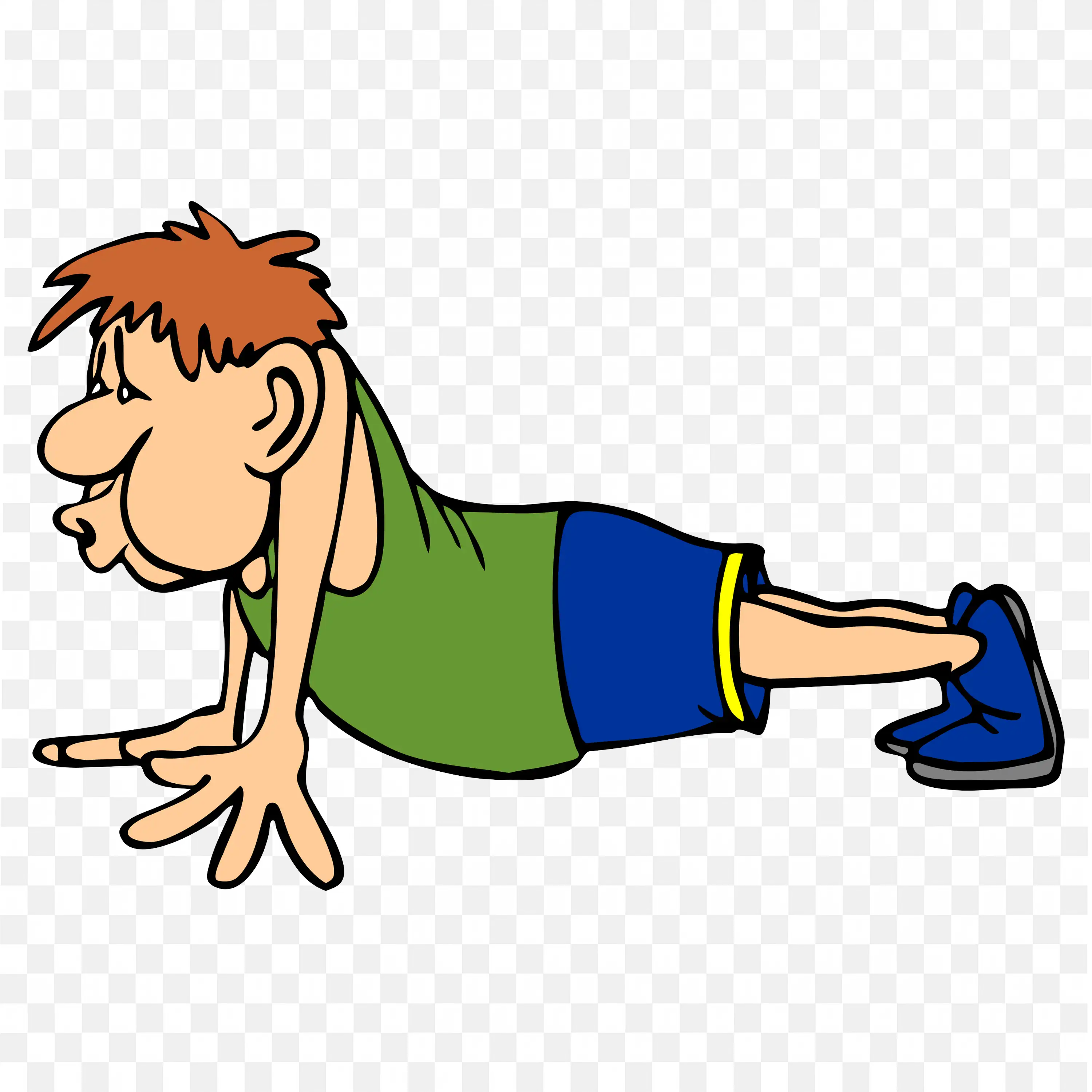 Boy Doing Push Ups in Sportswear a Cartoon Png Image