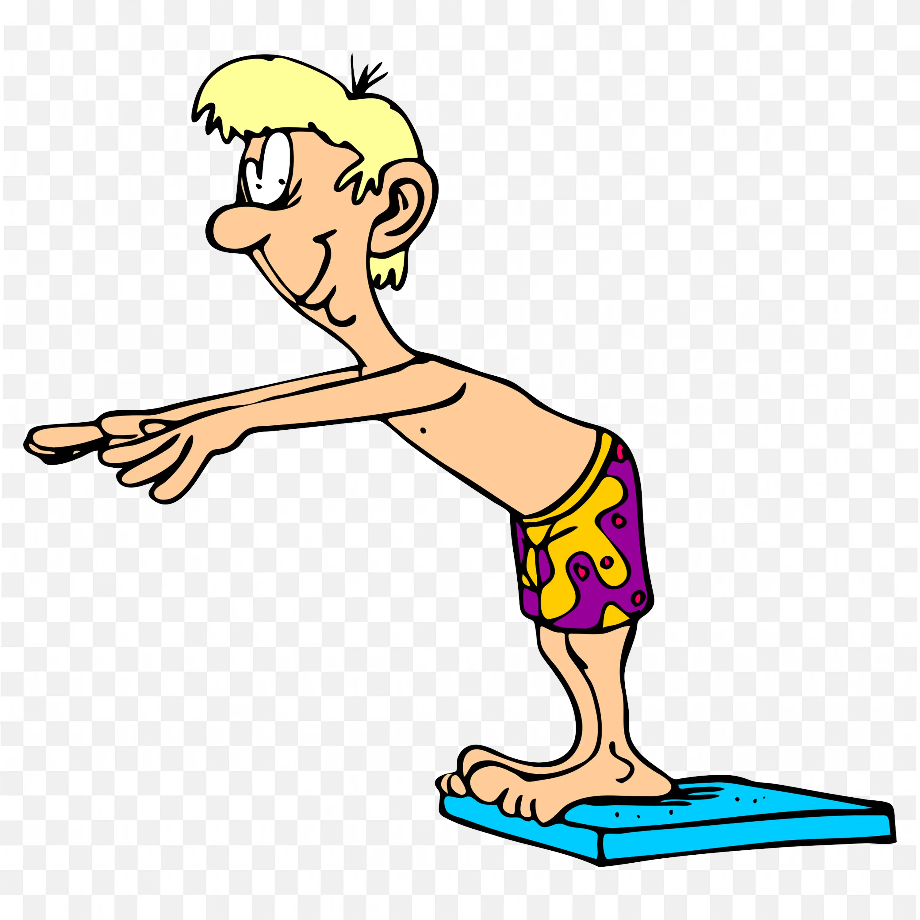 Boy Standing on Diving Board Getting Ready to Jump Png