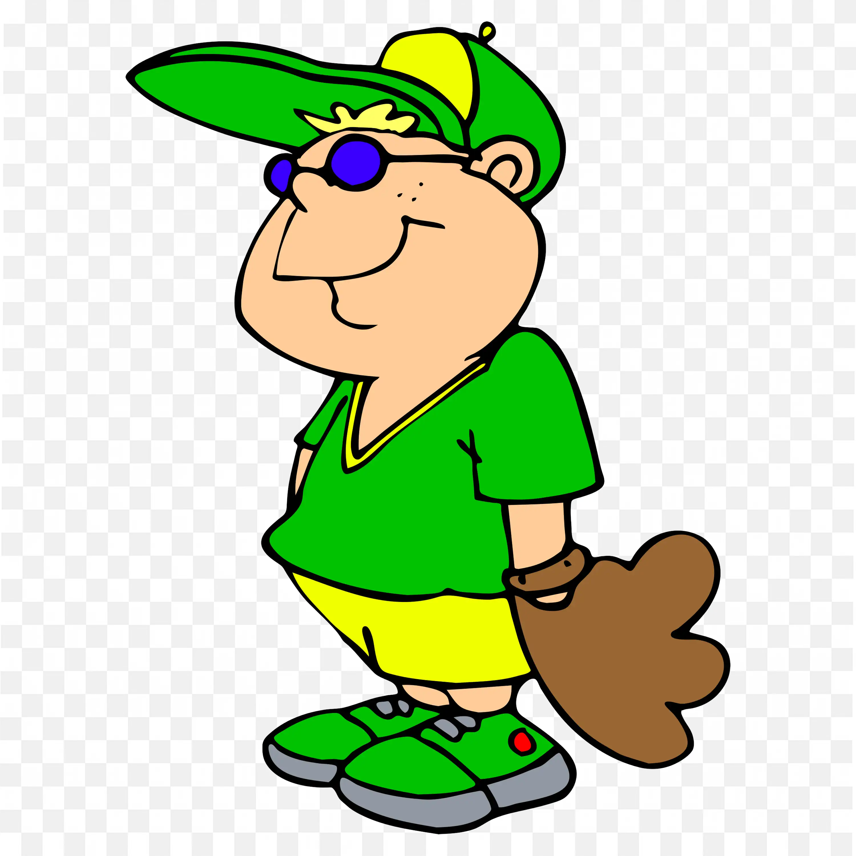 Boy Wearing Green and Yellow Clothes and a Baseball Glove