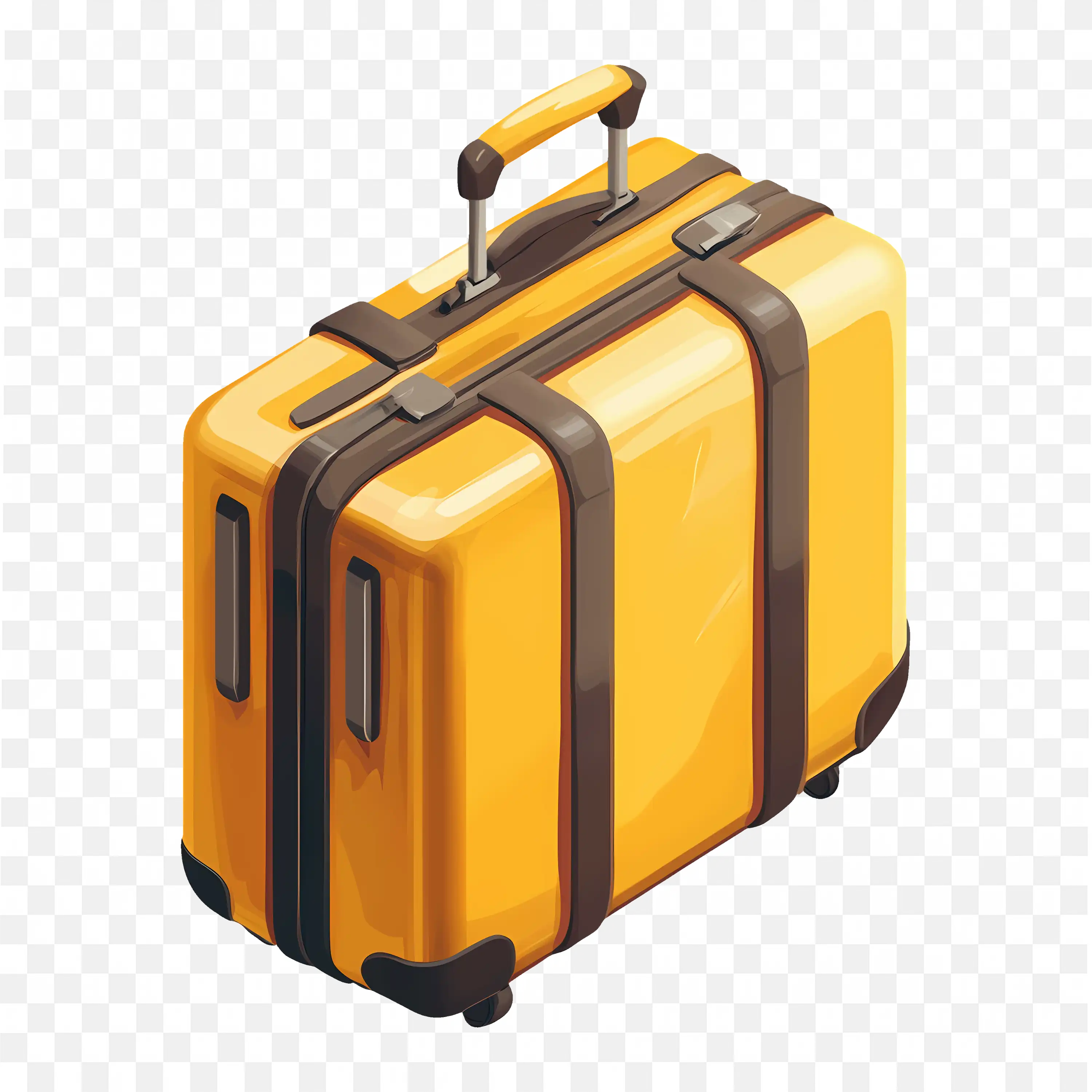 Bright Yellow Suitcase with Wheels and Handle Png Image