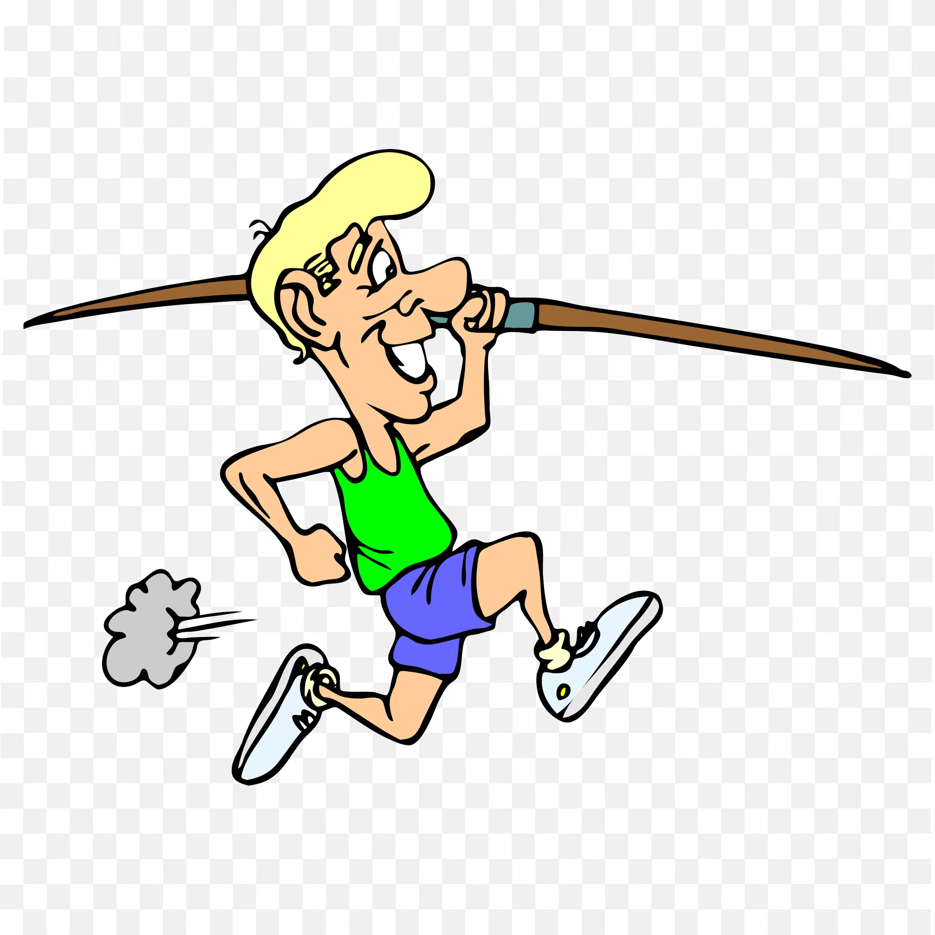 Cartoon Athlete Running Fast for Throwing Javelin Png Free