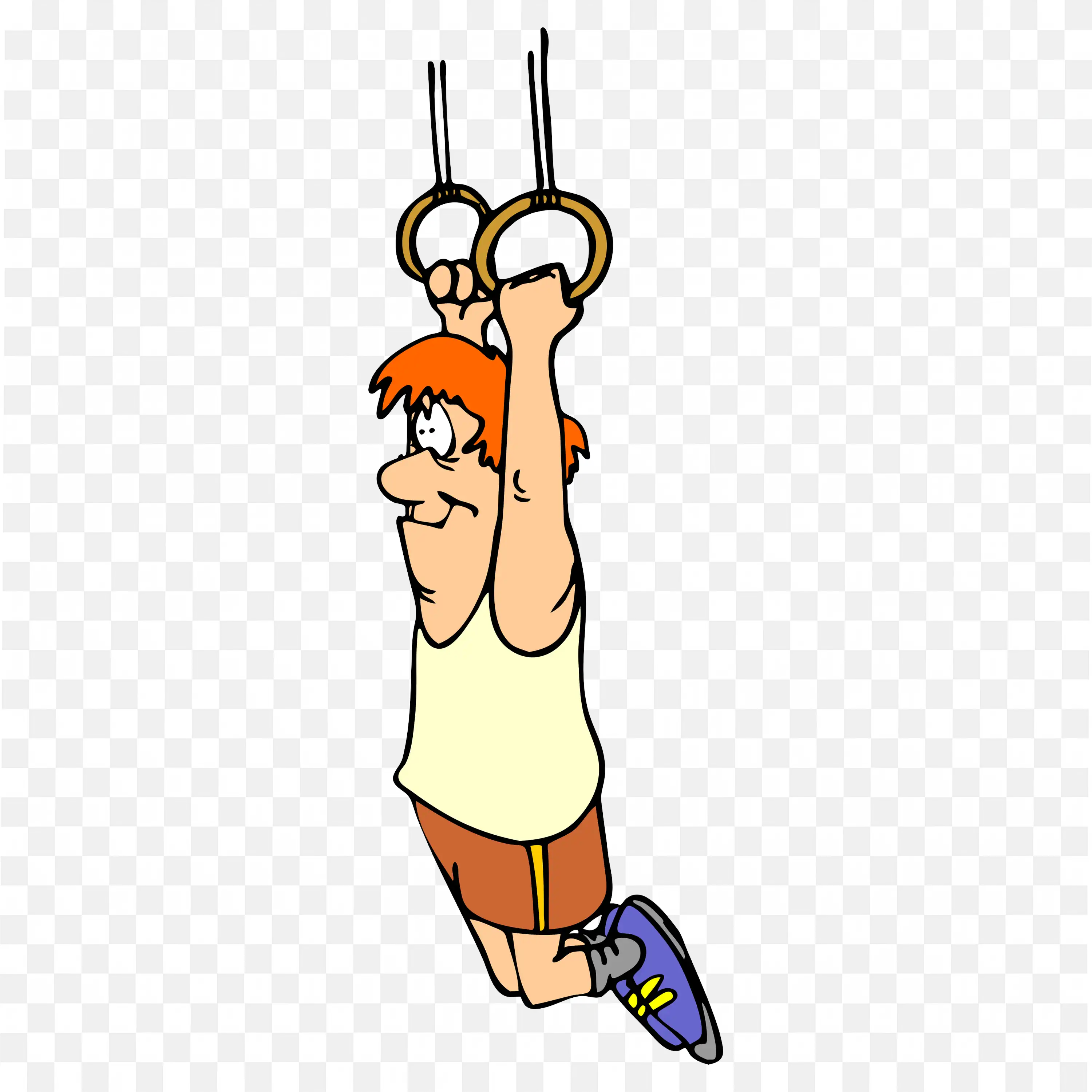 Cartoon Boy Practicing on Hanging Rings Free Png Download