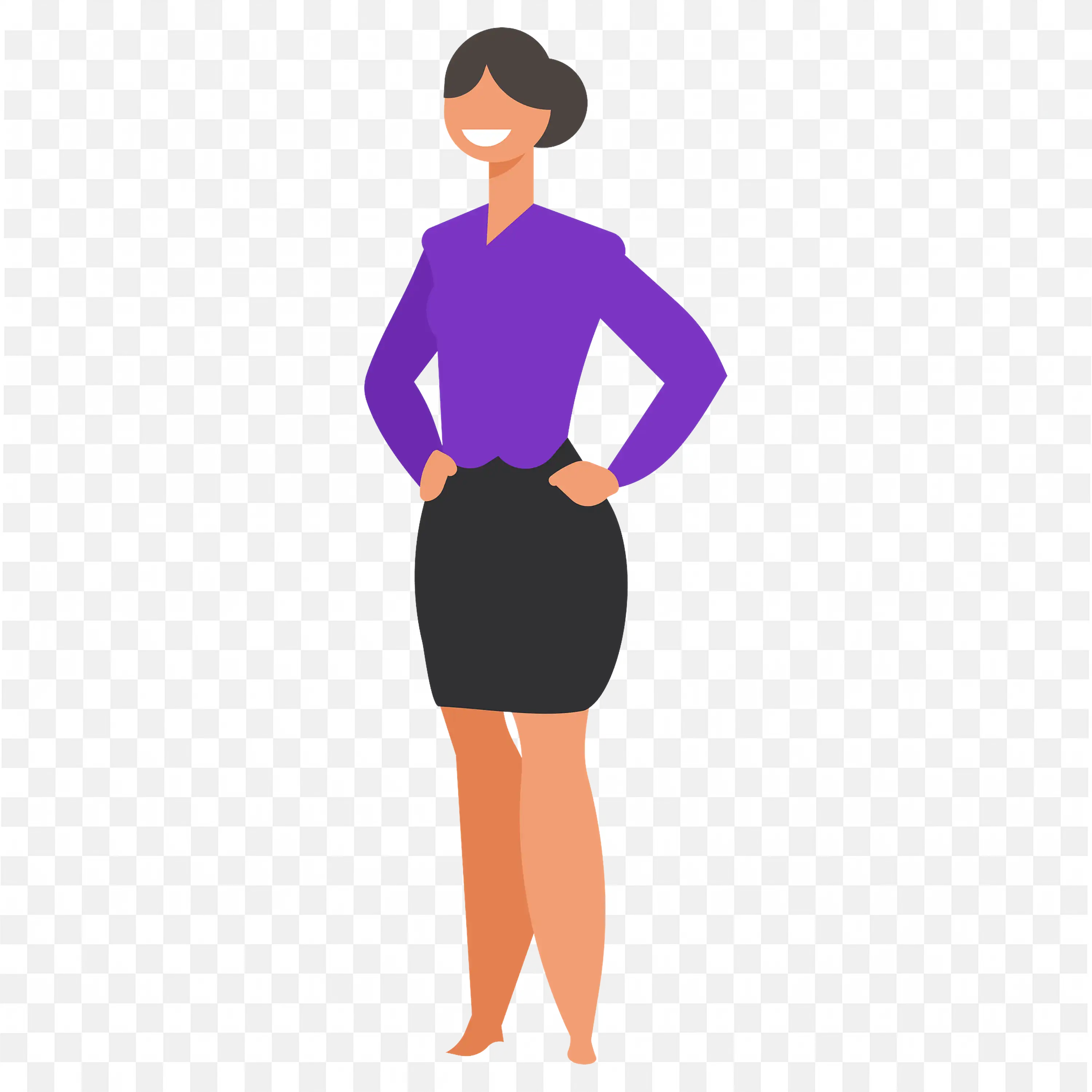 Cartoon Businesswoman in Purple Top Smiling Png Image Free