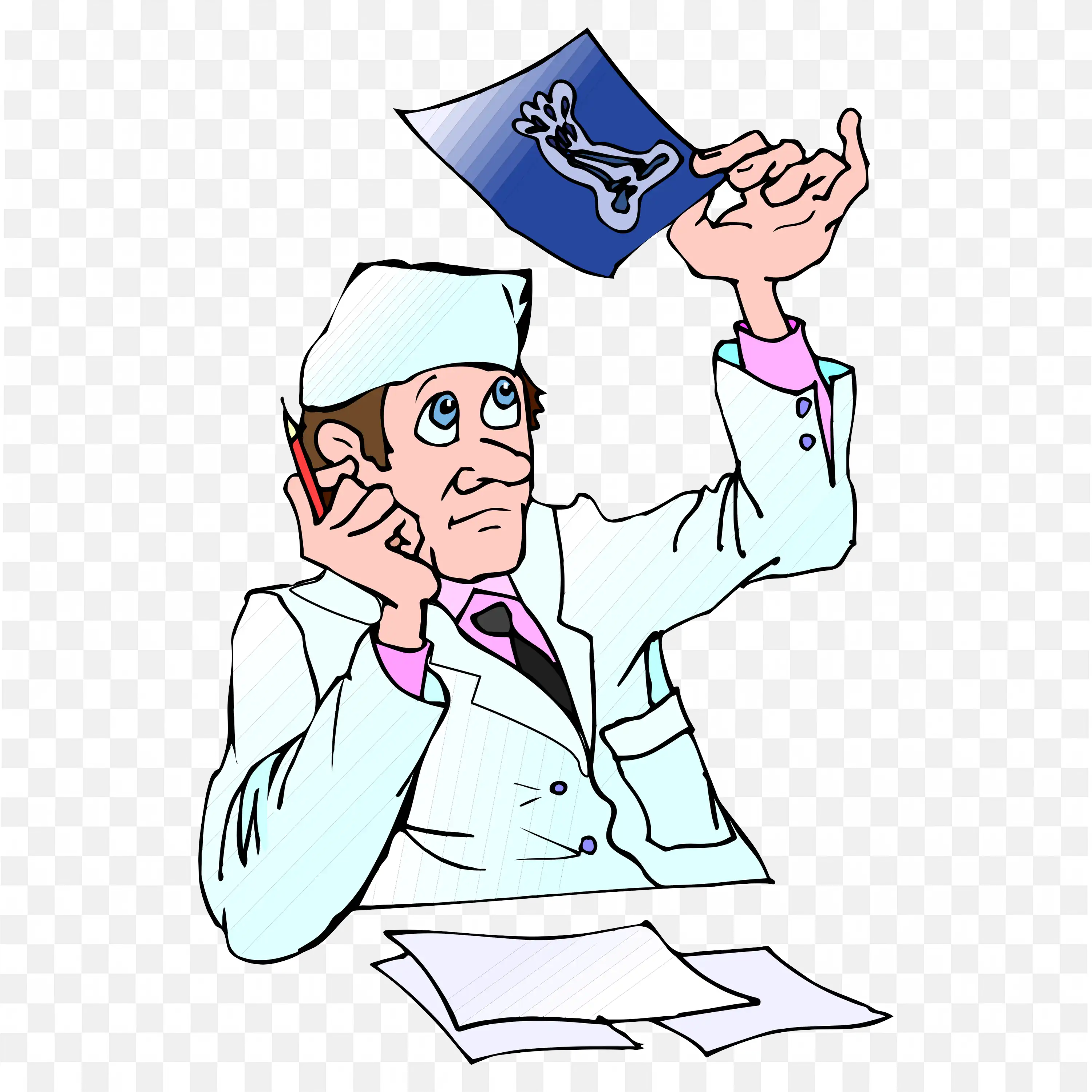 Cartoon Doctor Analyzing X Ray a Healthcare Clipart Png