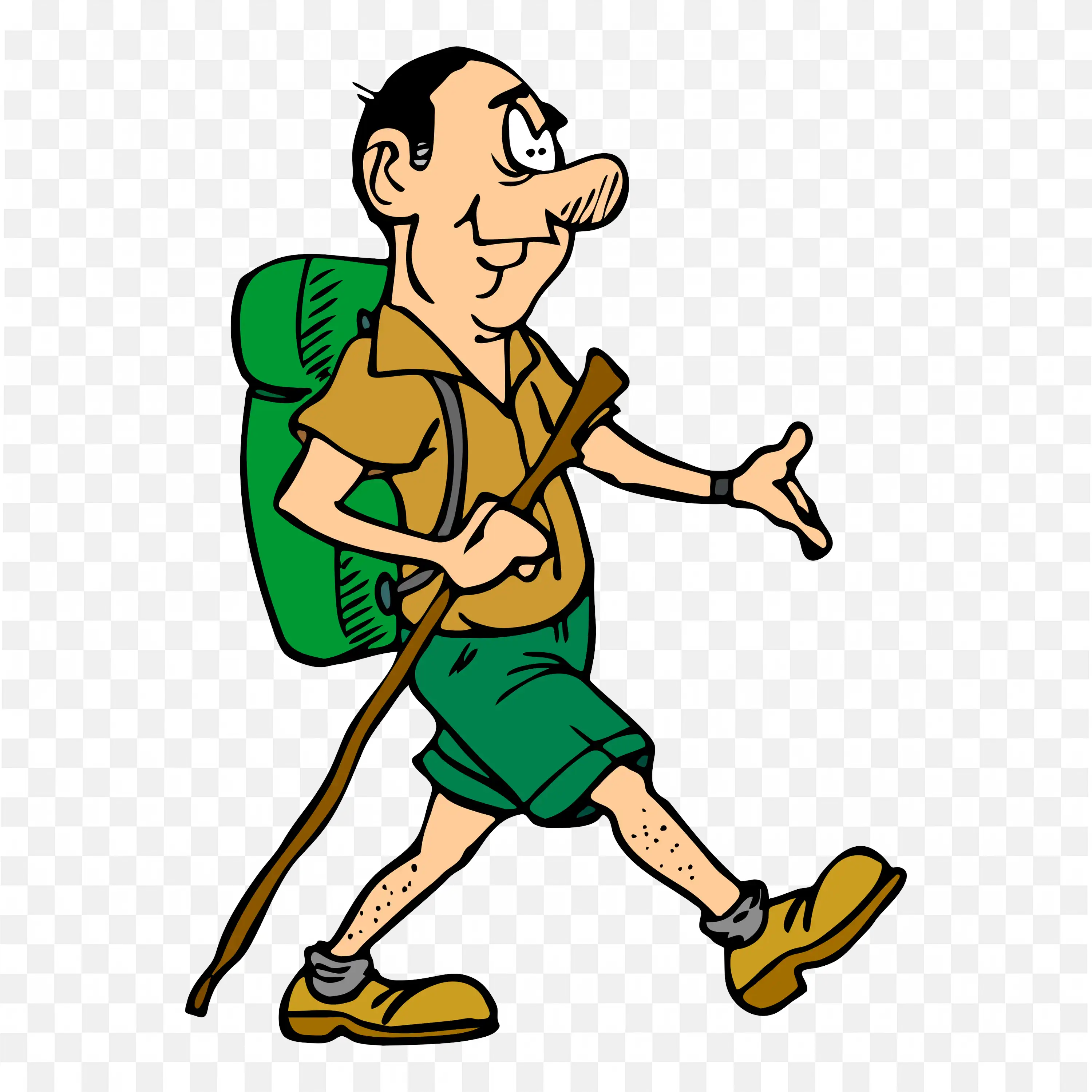 Cartoon Hiker with Backpack Walking Happily Png Image Free