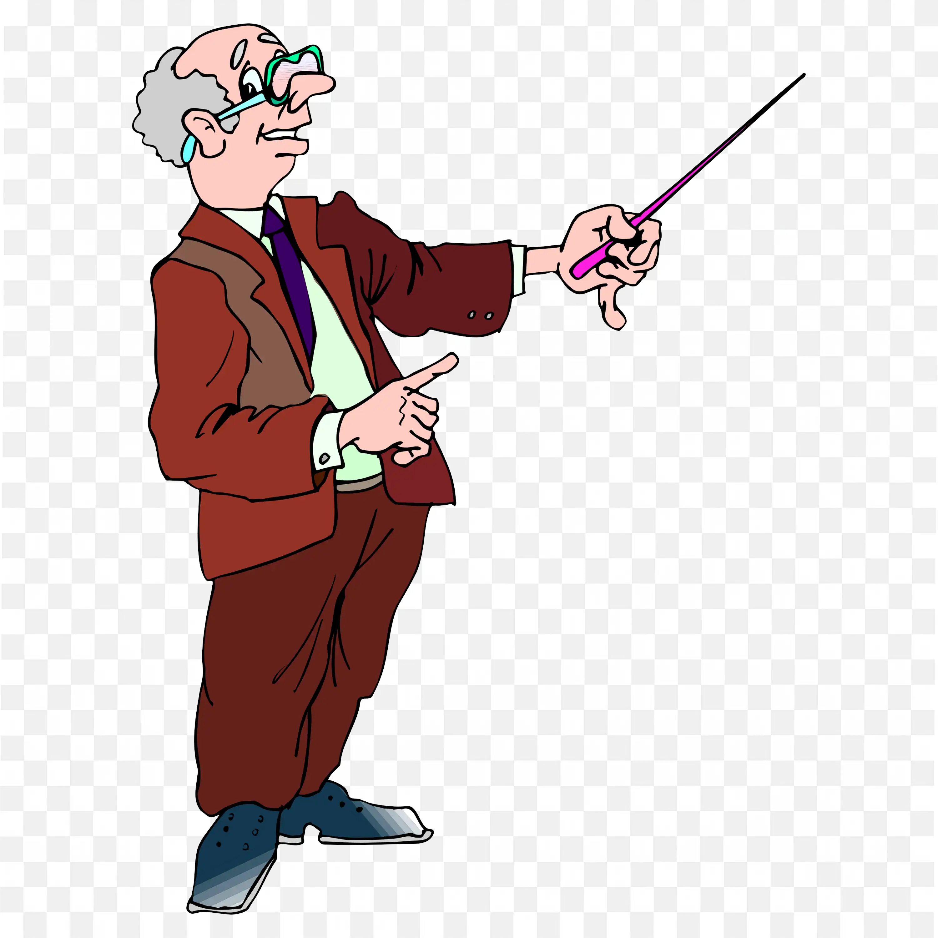 Cartoon Man Giving Instruction with Pointer Stick Png Image