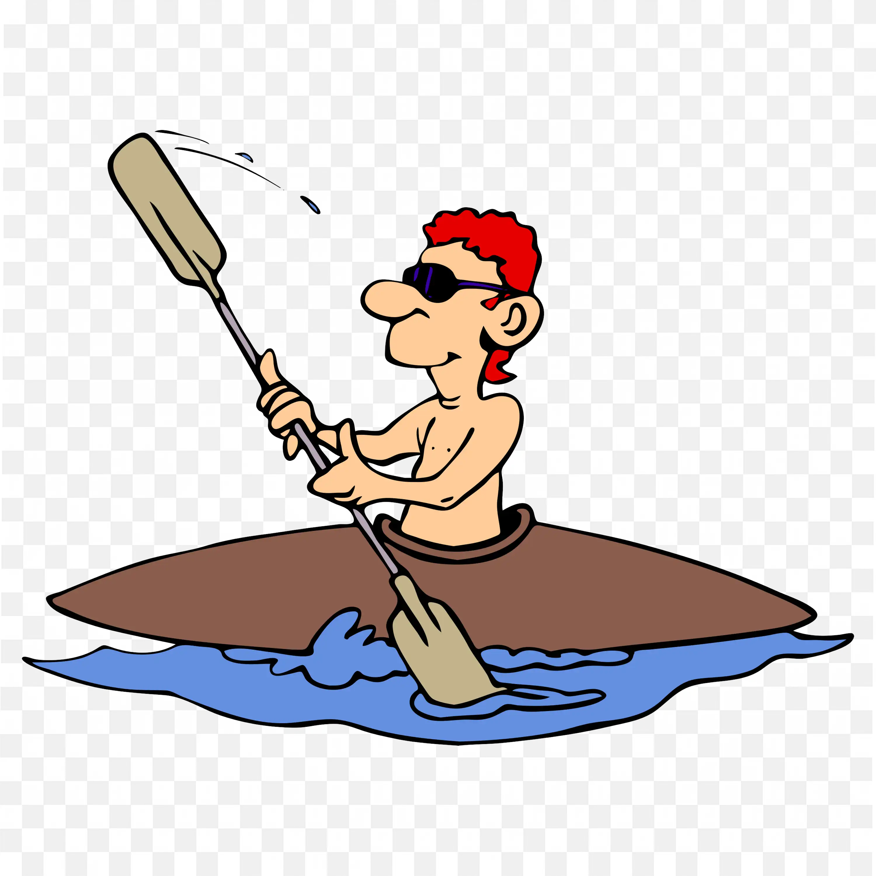 Cartoon Man Rowing a Boat Through the Water Free Png Image