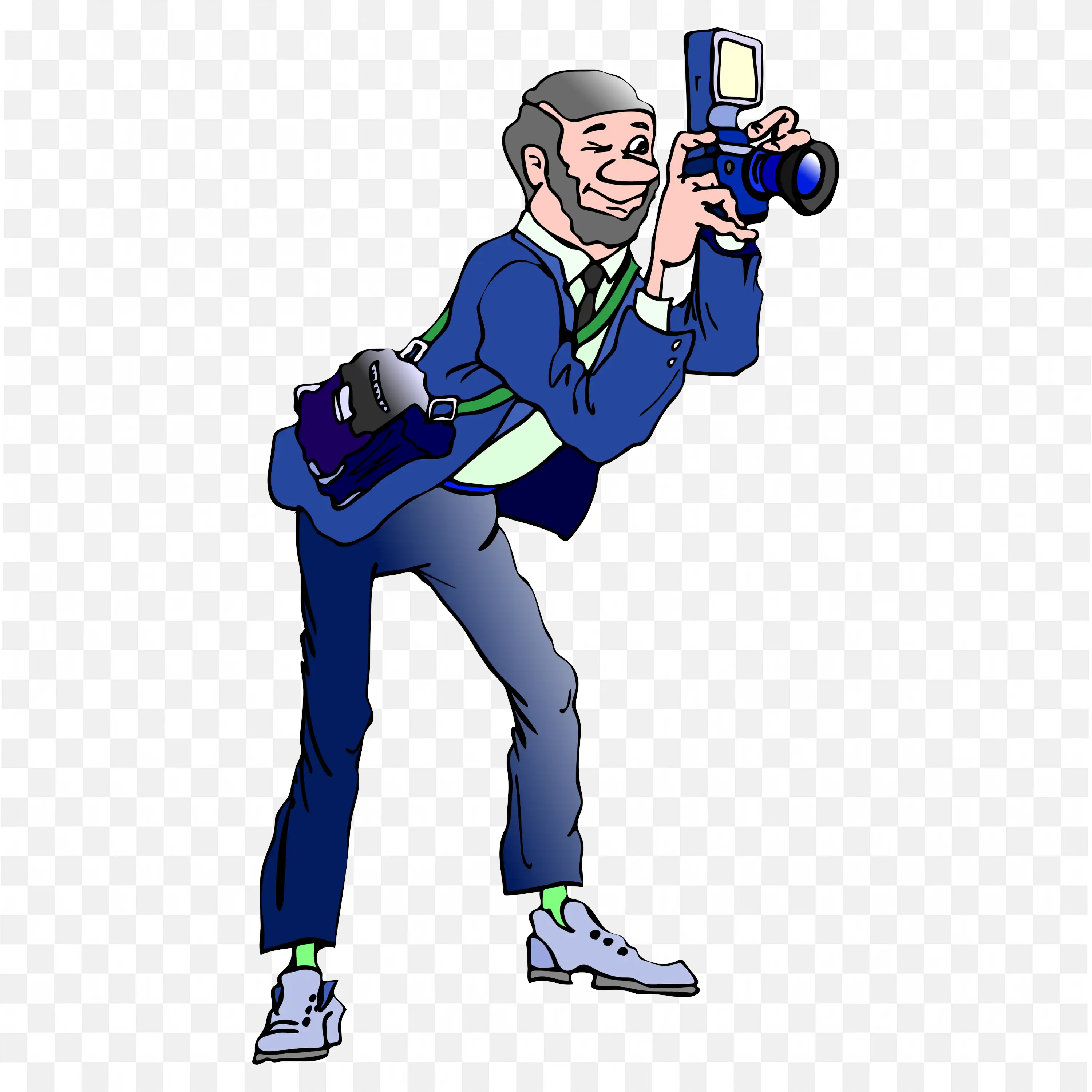 Cartoon Photographer Taking Pictures with Camera Free Png