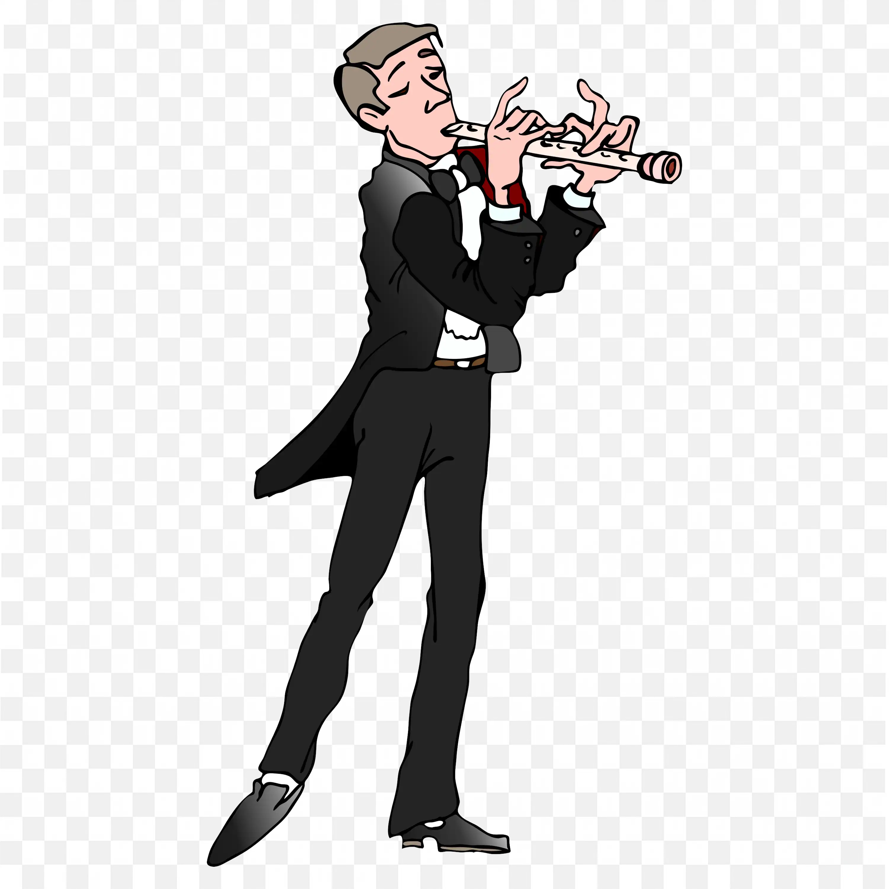 Cartoon Violinist Playing Music with Devotion Png Image