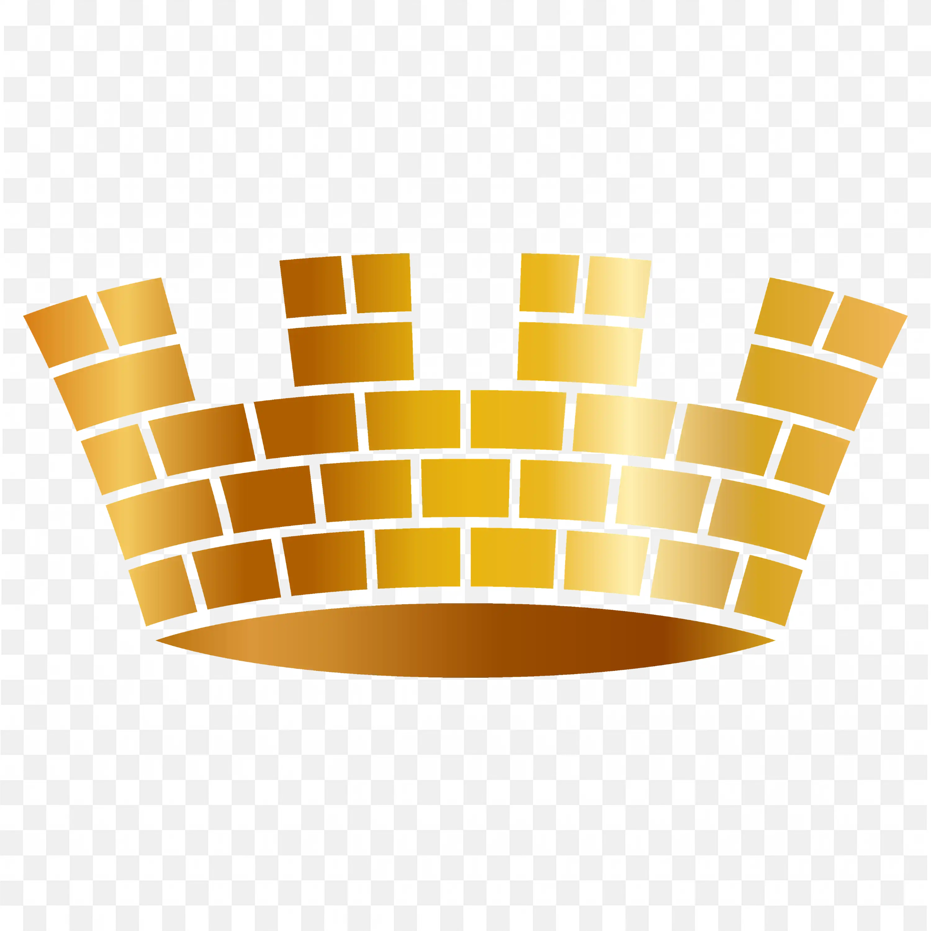 Castle Wall Styled Golden Crown with Brick Pattern Png Free