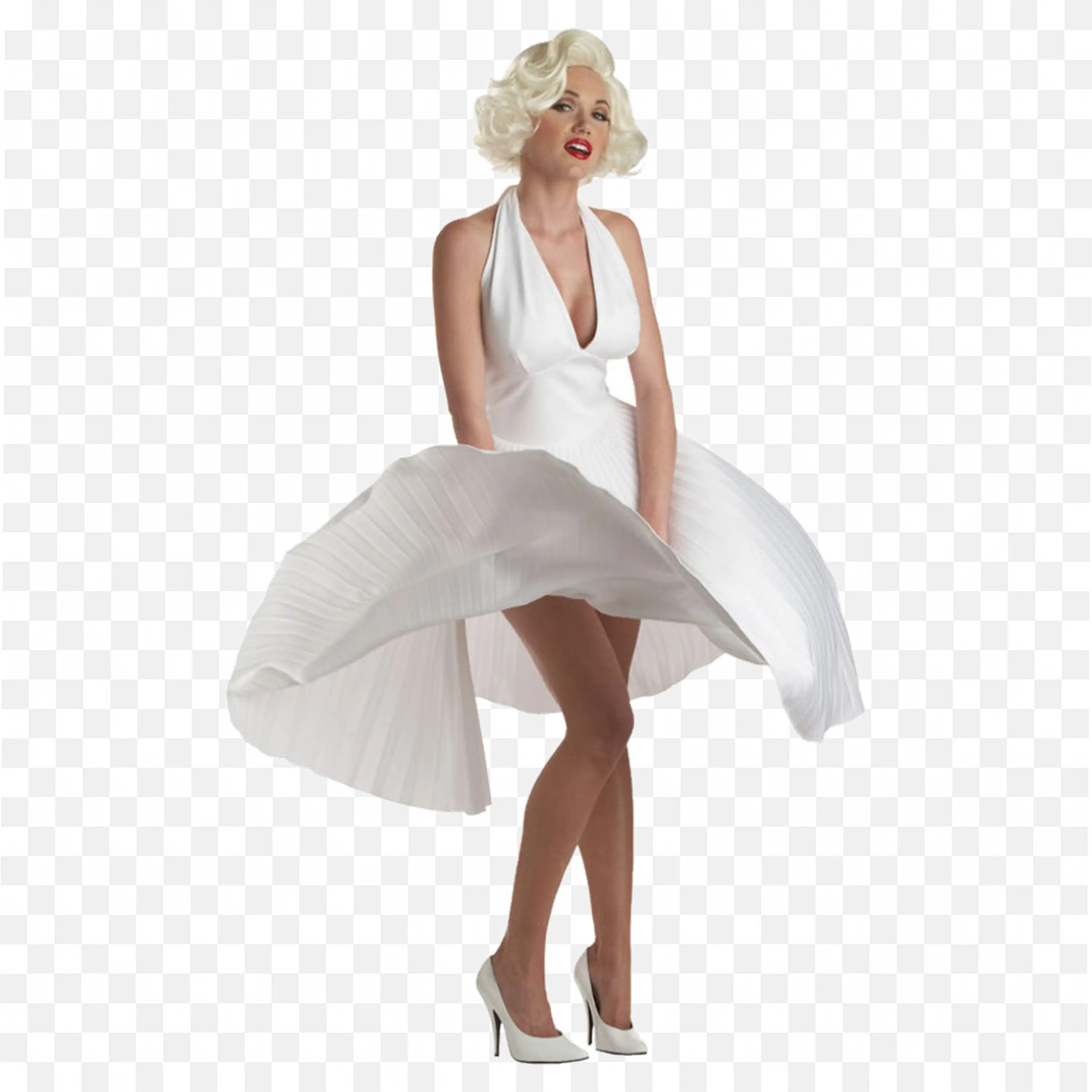 Classic Marilyn Monroe in White Dress Flying Pose Png Image