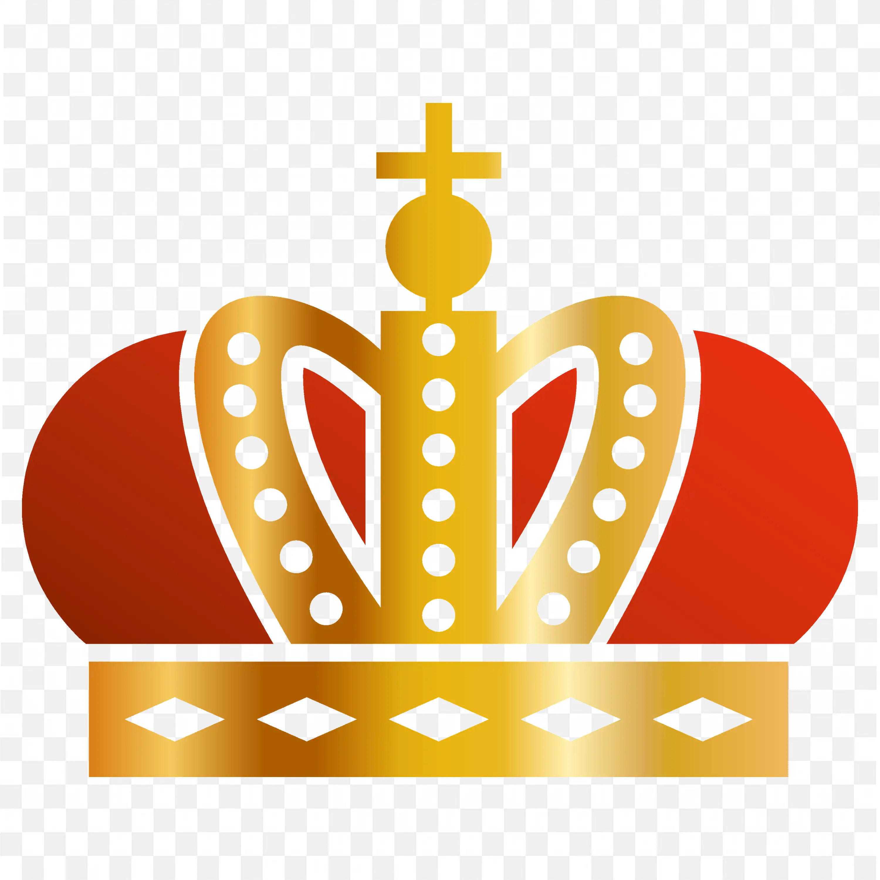 Classic Red and Gold Crown with Decorative Details Png