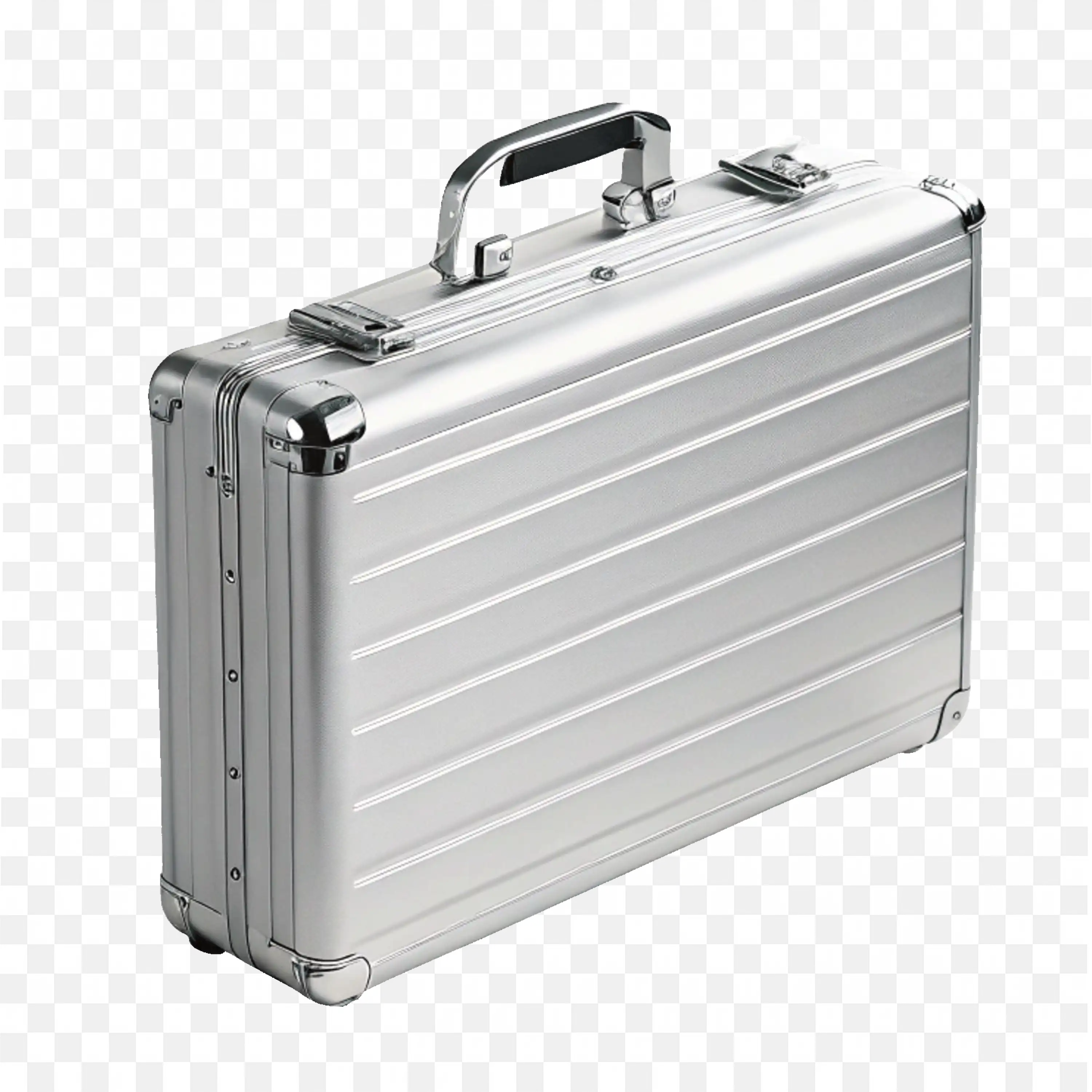 Classic Silver Metal Briefcase with Handle Png for Free