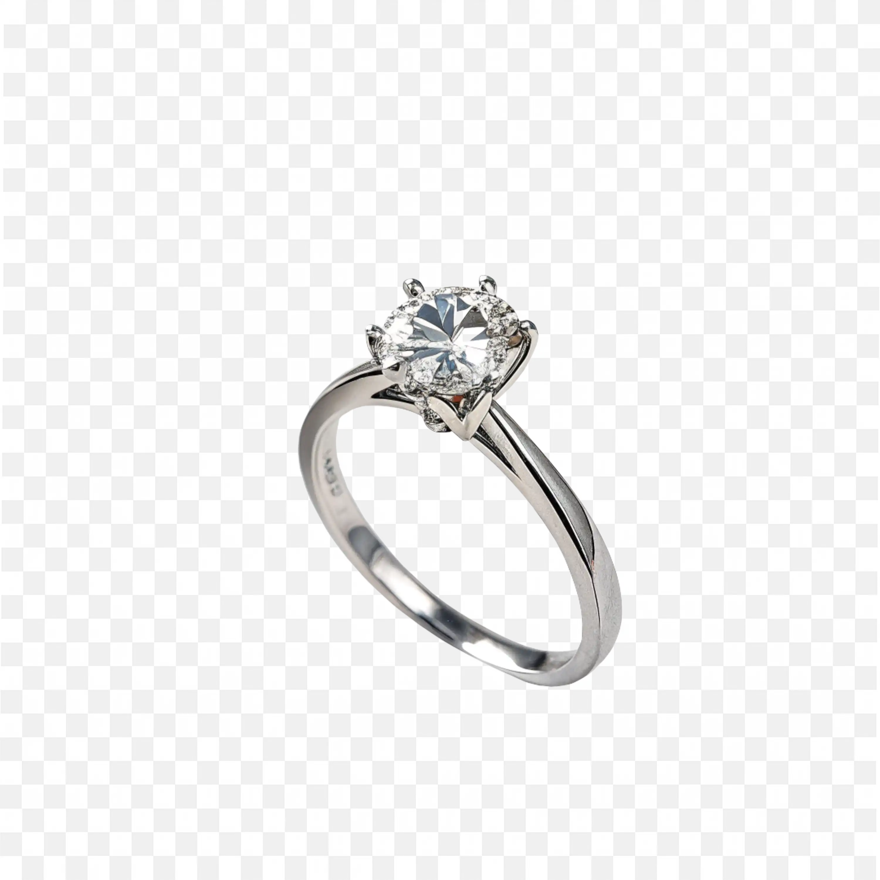 Close Up of a Silver Diamond Engagement Ring Png for Free